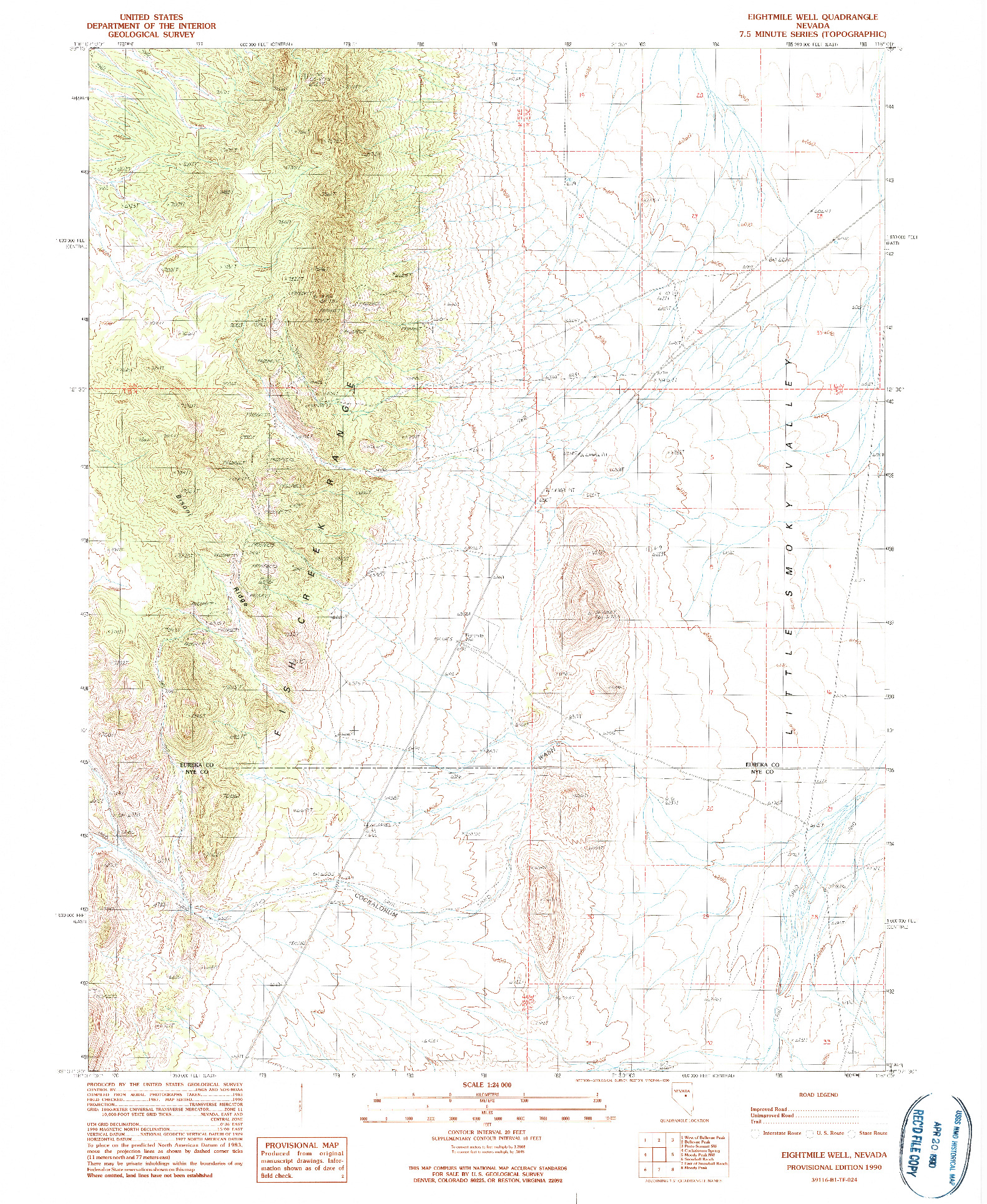 USGS 1:24000-SCALE QUADRANGLE FOR EIGHTMILE WELL, NV 1990