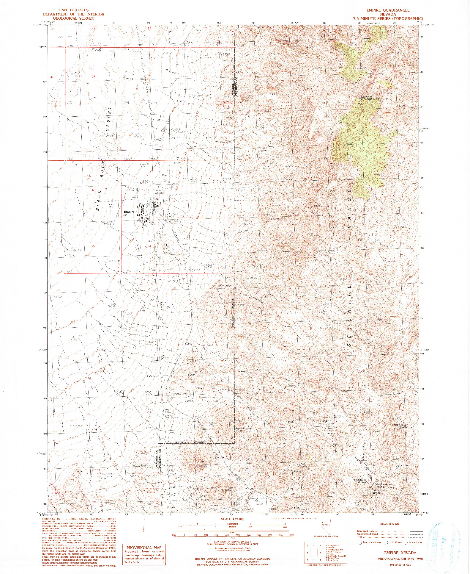 USGS 1:24000-SCALE QUADRANGLE FOR EMPIRE, NV 1990