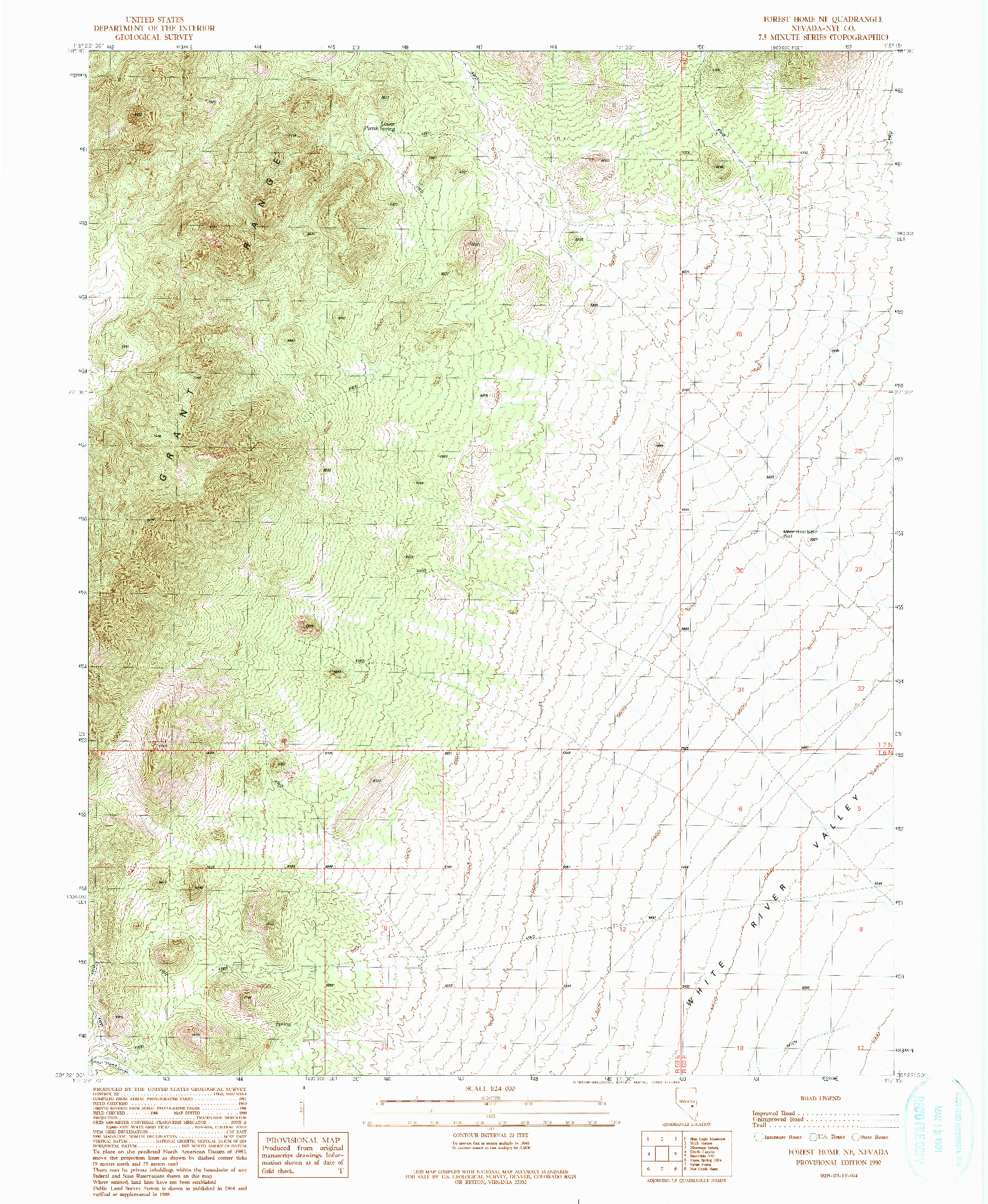 USGS 1:24000-SCALE QUADRANGLE FOR FOREST HOME NE, NV 1990