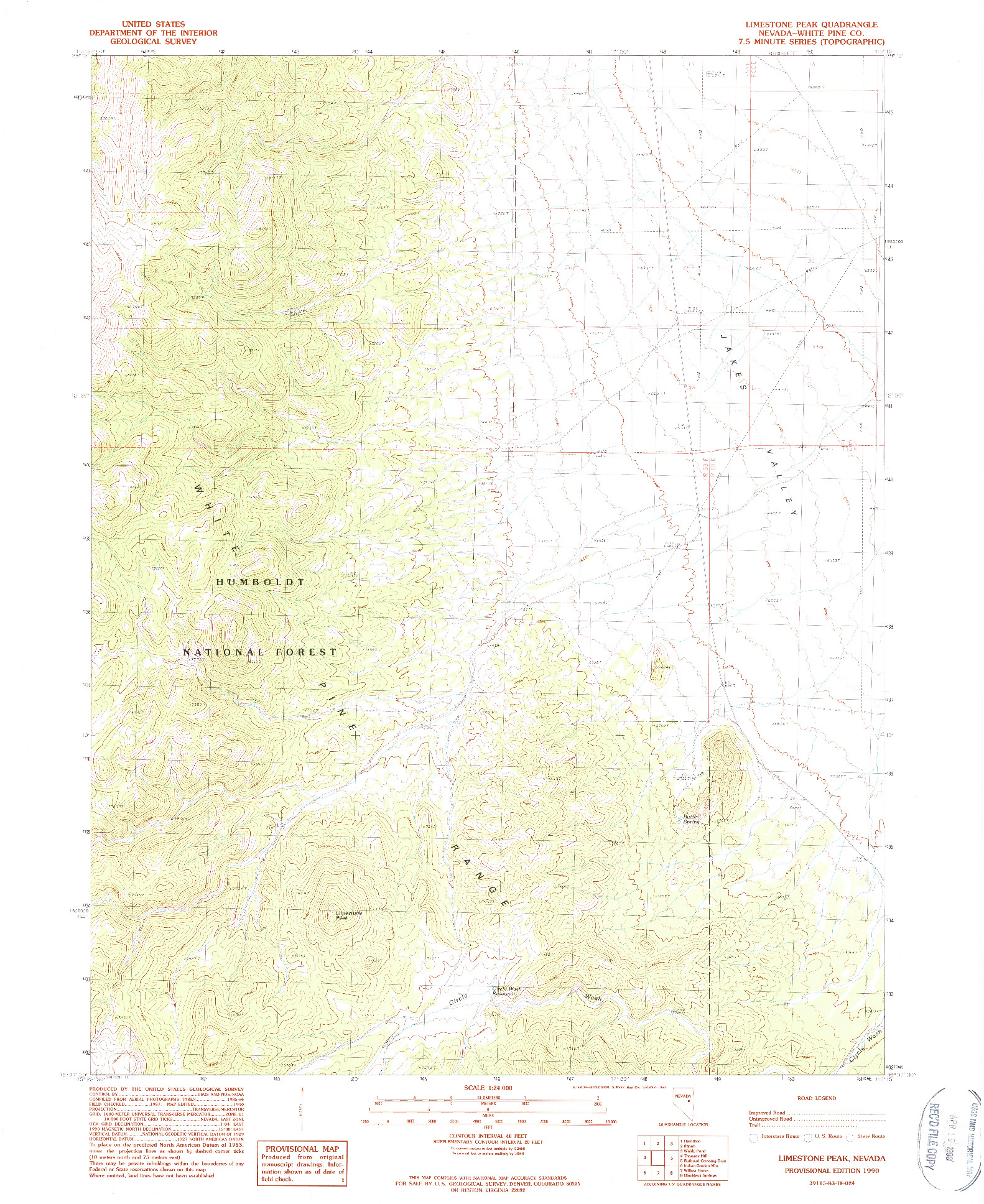 USGS 1:24000-SCALE QUADRANGLE FOR LIMESTONE PEAK, NV 1990