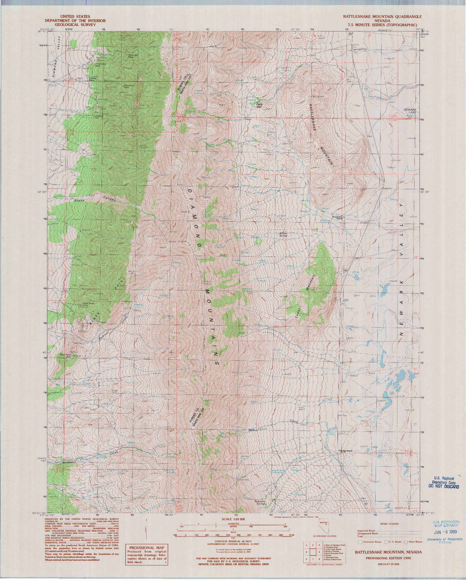 USGS 1:24000-SCALE QUADRANGLE FOR RATTLESNAKE MOUNTAIN, NV 1990
