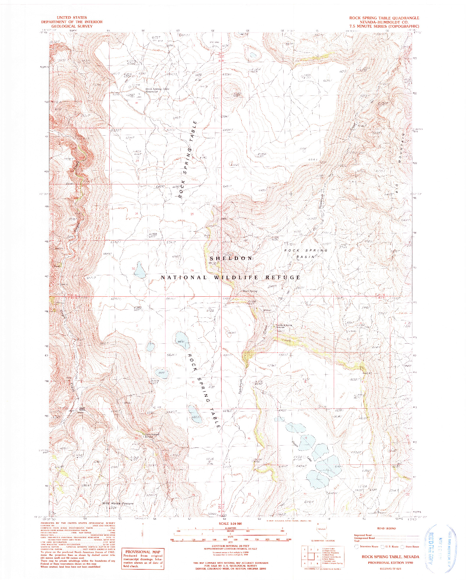 USGS 1:24000-SCALE QUADRANGLE FOR ROCK SPRINGS TABLE, NV 1990