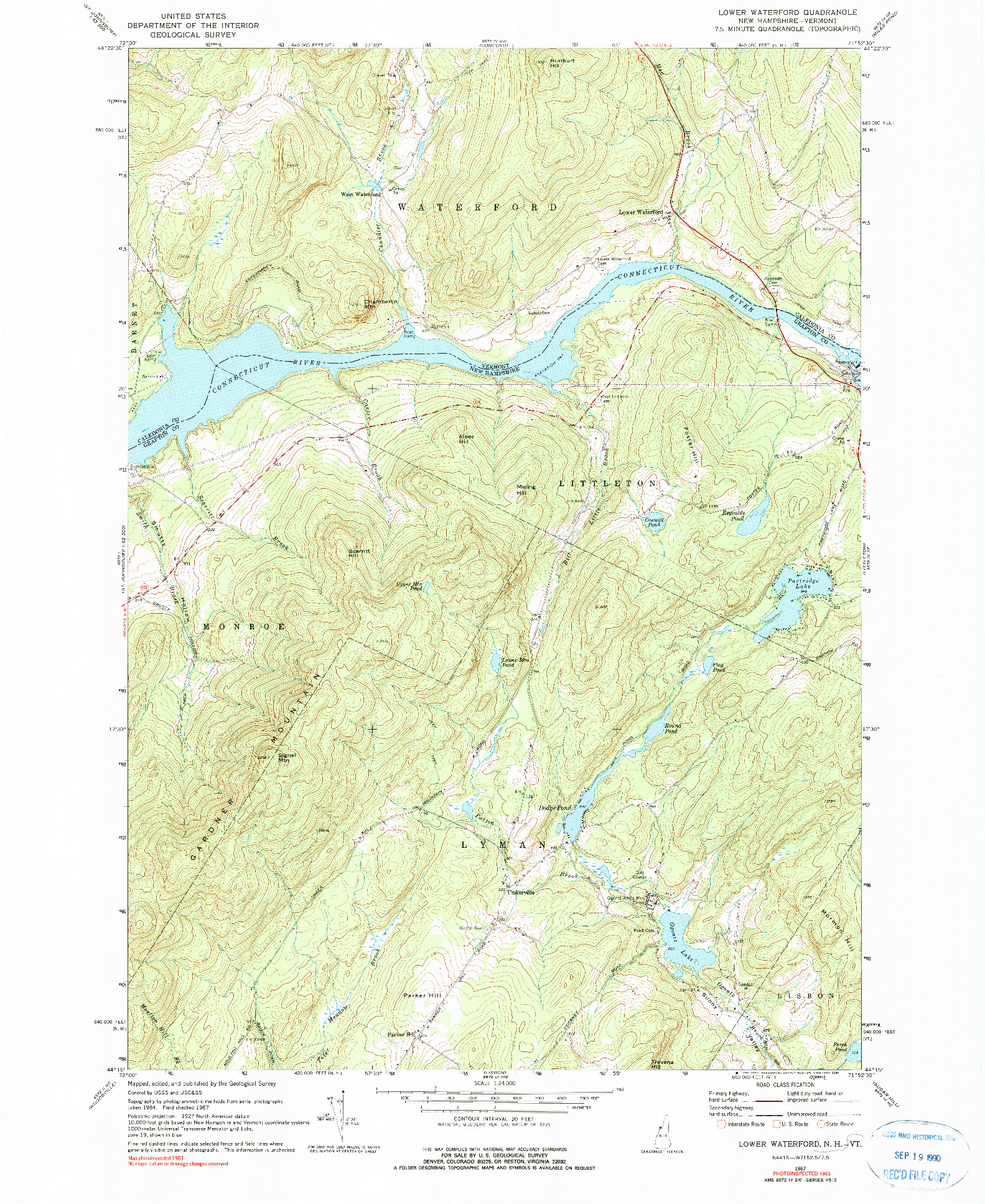 USGS 1:24000-SCALE QUADRANGLE FOR LOWER WATERFORD, NH 1967