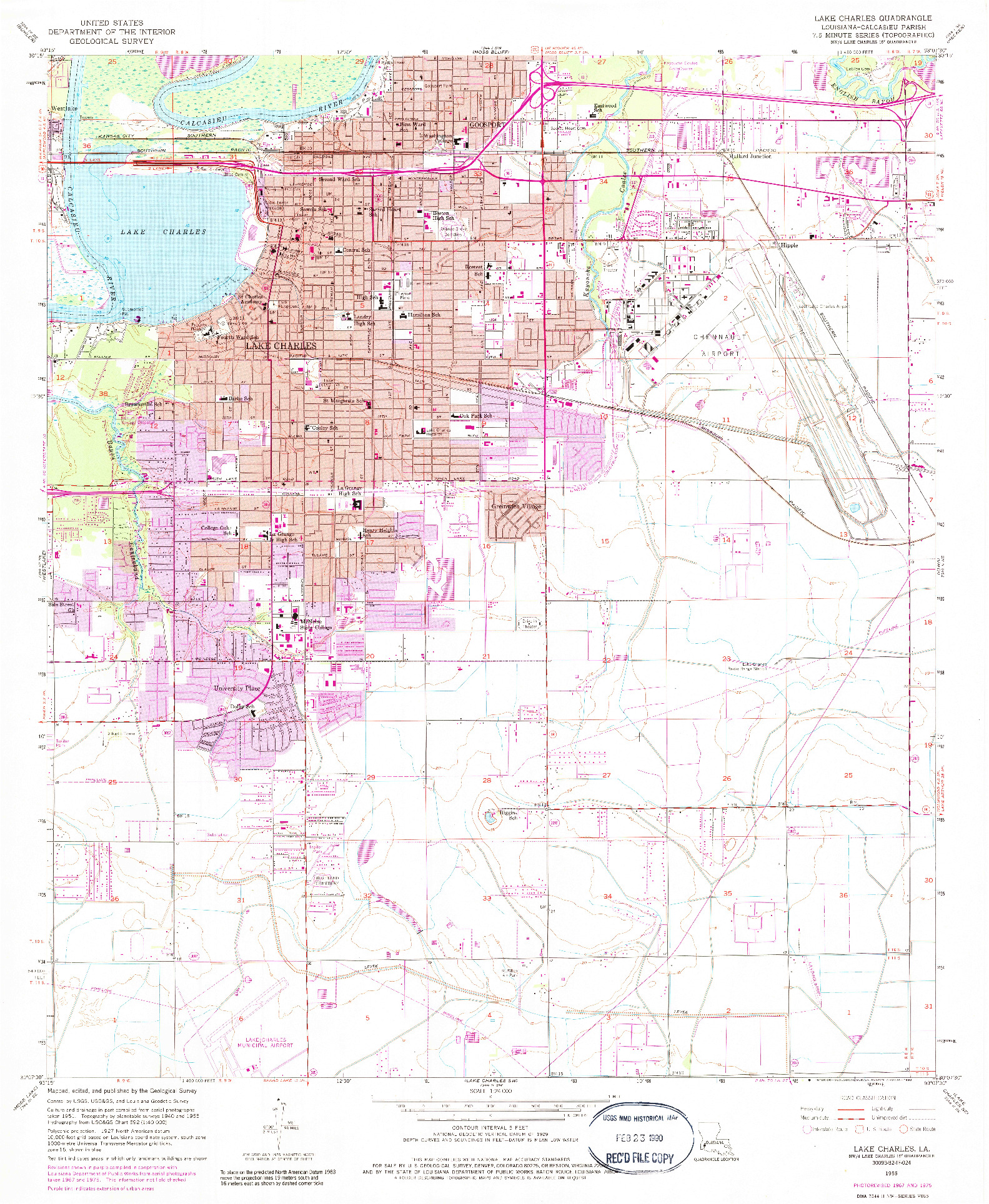 USGS 1:24000-SCALE QUADRANGLE FOR LAKE CHARLES, LA 1955