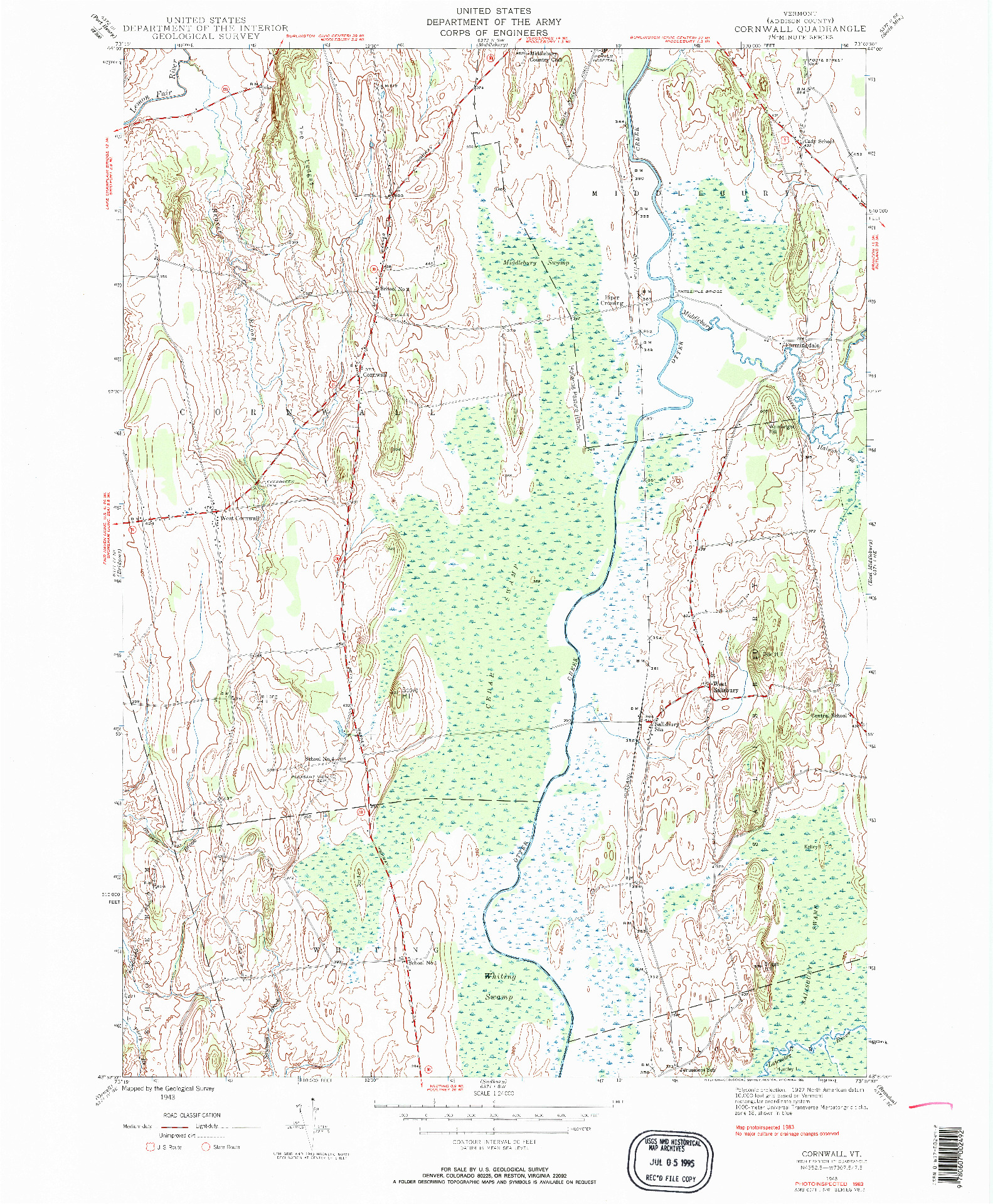 USGS 1:24000-SCALE QUADRANGLE FOR CORNWALL, VT 1943