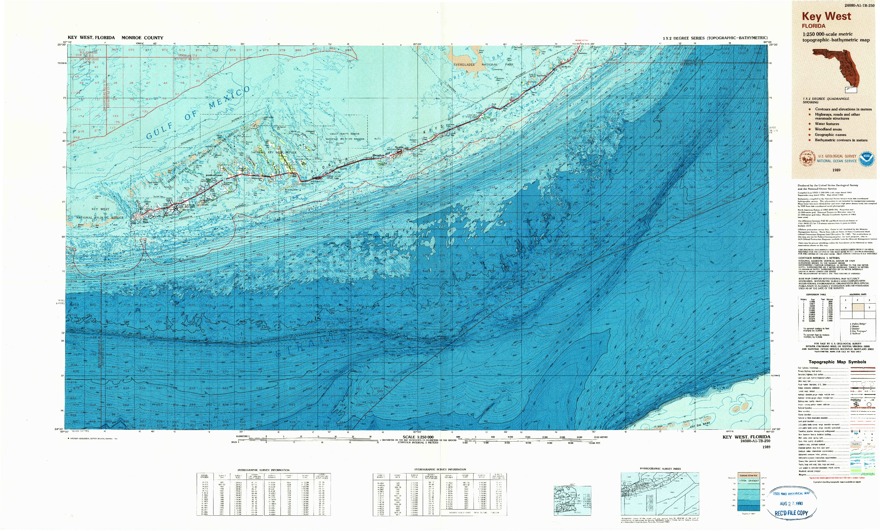 USGS 1:250000-SCALE QUADRANGLE FOR KEY WEST, FL 1989