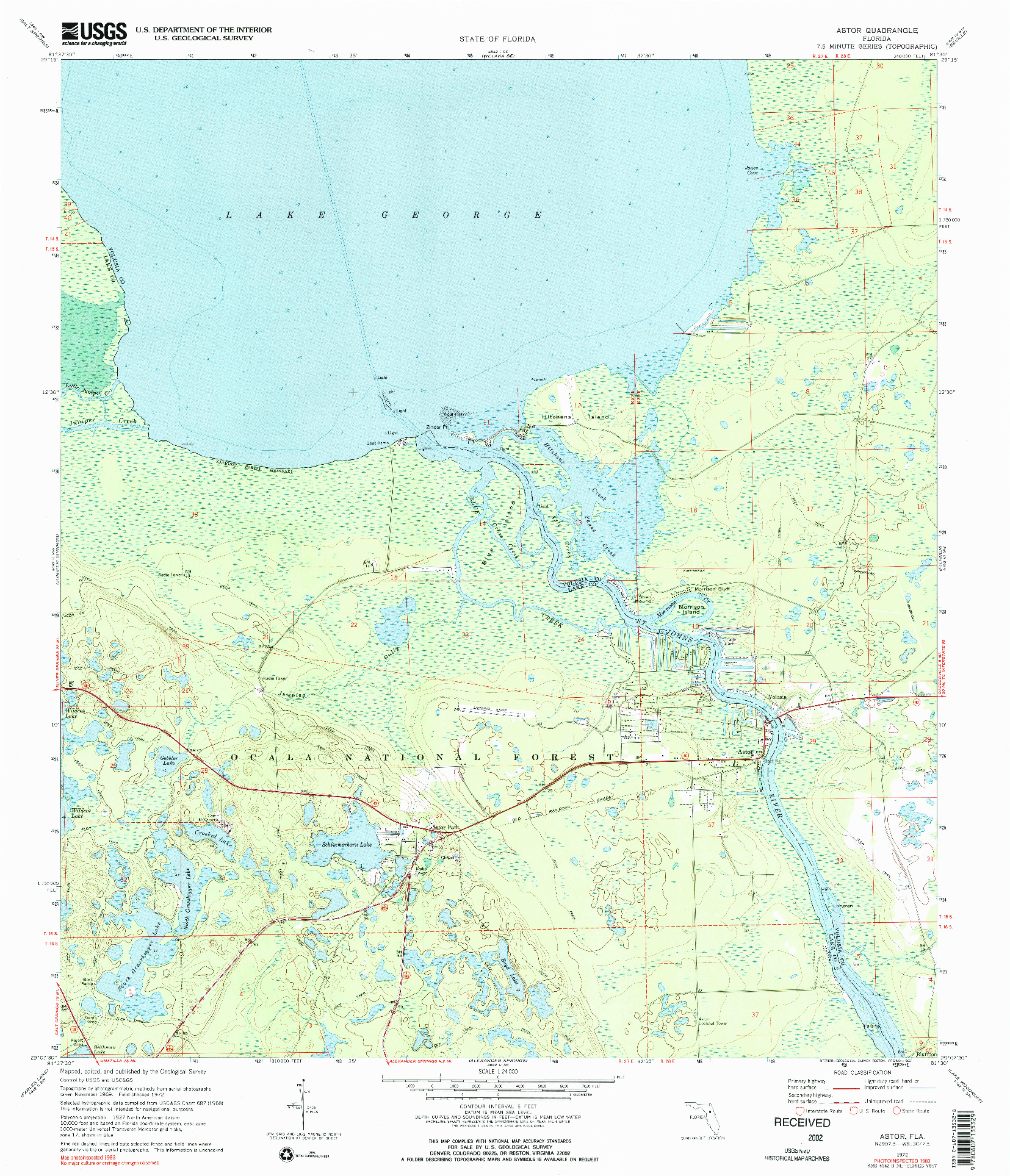 USGS 1:24000-SCALE QUADRANGLE FOR ASTOR, FL 1972