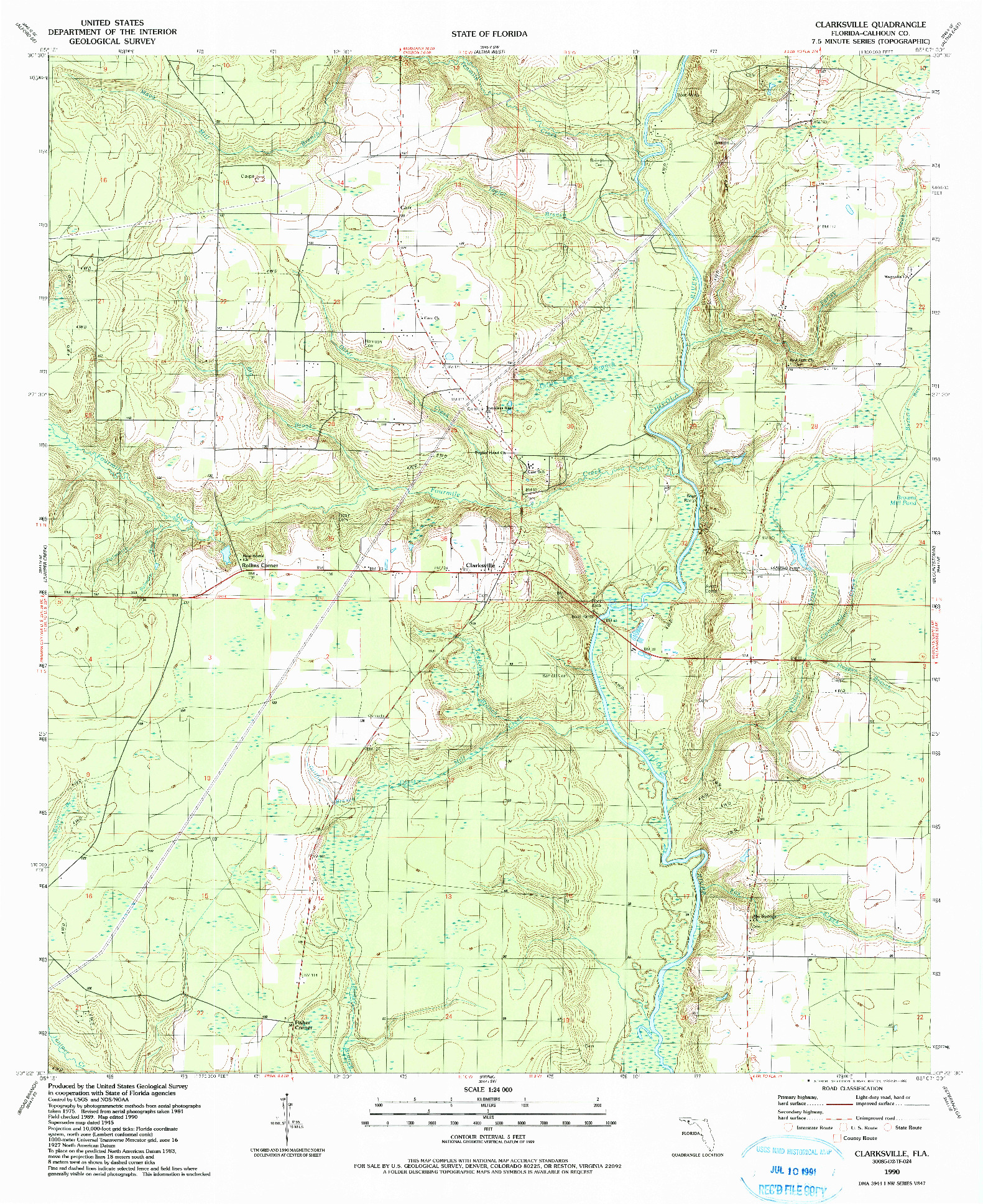 USGS 1:24000-SCALE QUADRANGLE FOR CLARKSVILLE, FL 1990