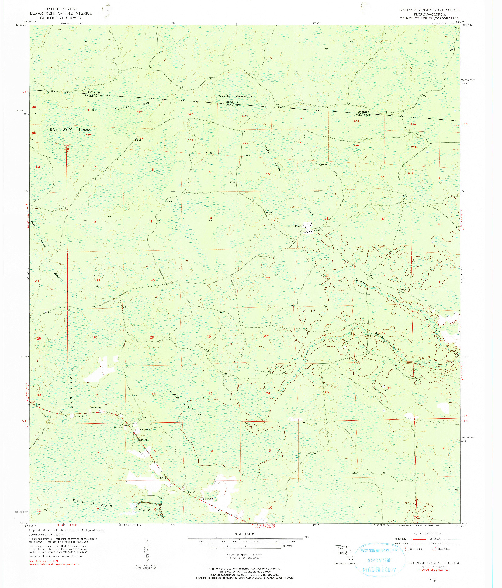 USGS 1:24000-SCALE QUADRANGLE FOR CYPRESS CREEK, FL 1955