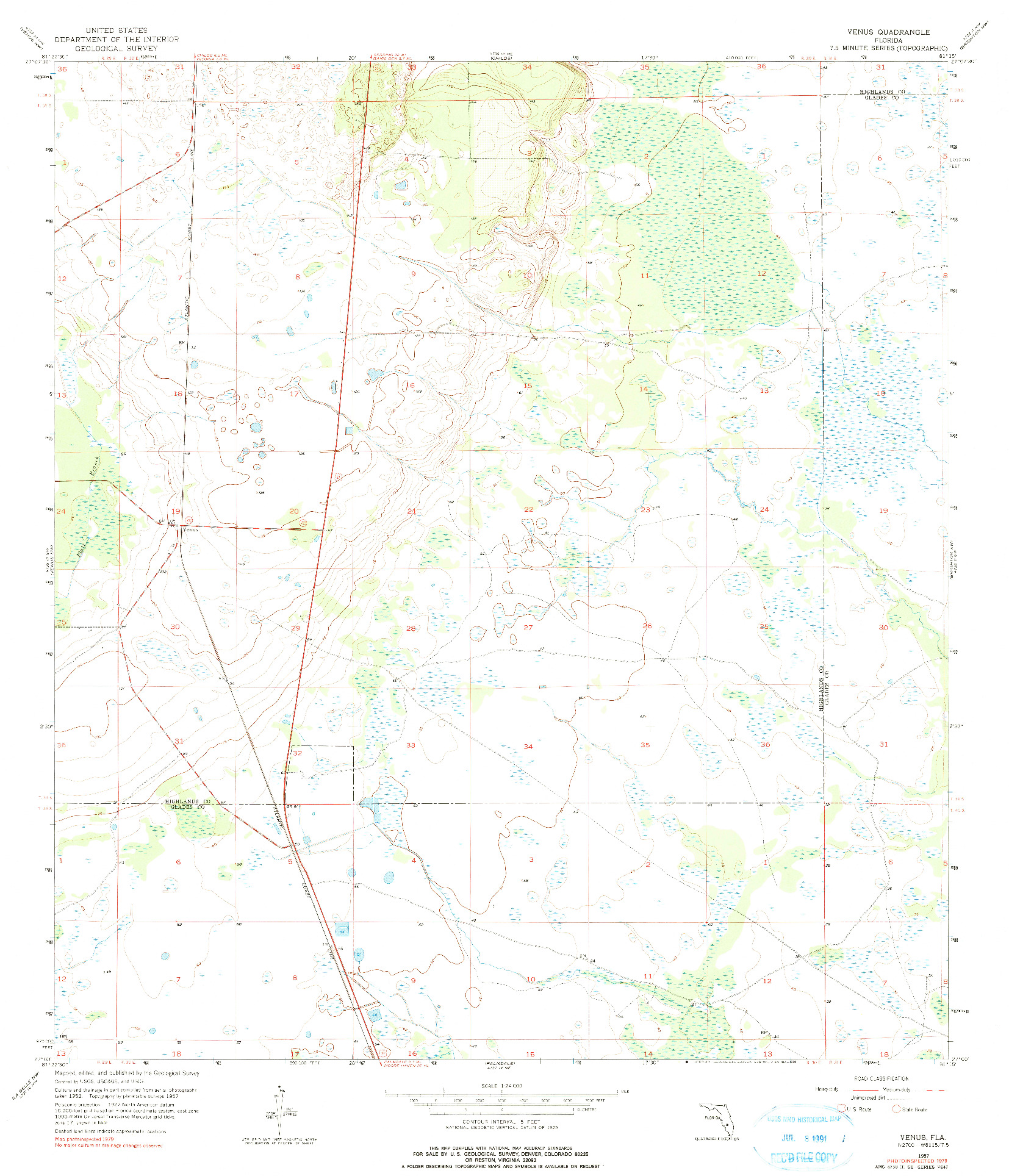 USGS 1:24000-SCALE QUADRANGLE FOR VENUS, FL 1957