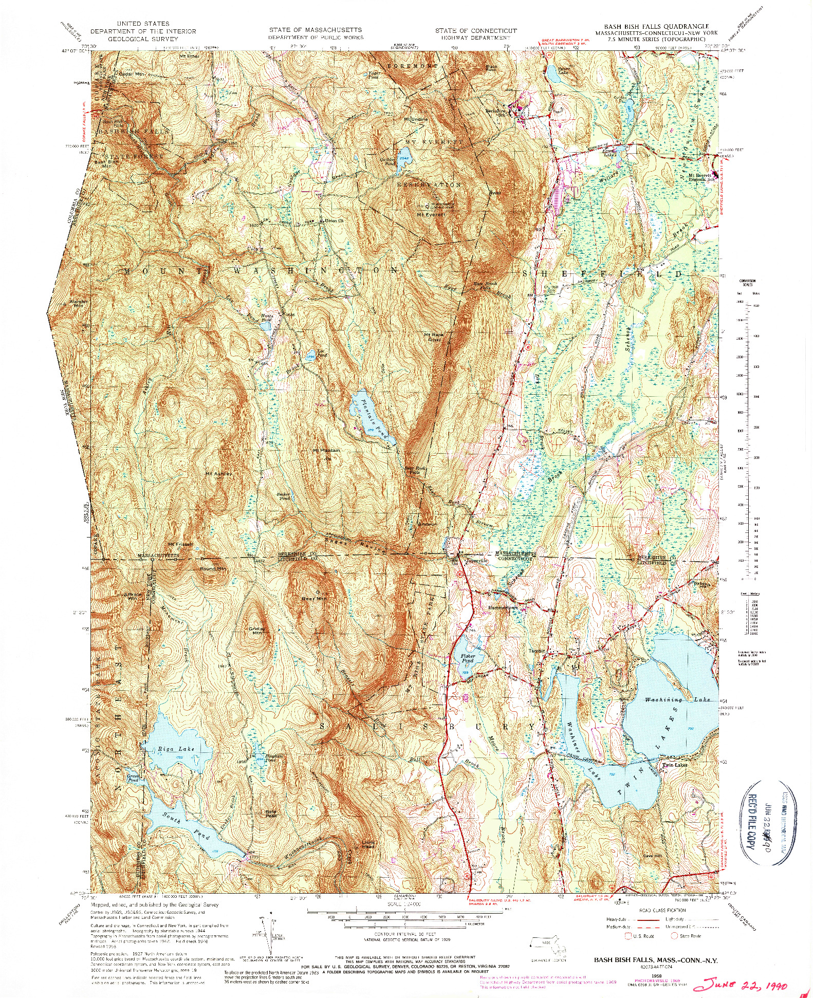 USGS 1:24000-SCALE QUADRANGLE FOR BASH BISH FALLS, MA 1958