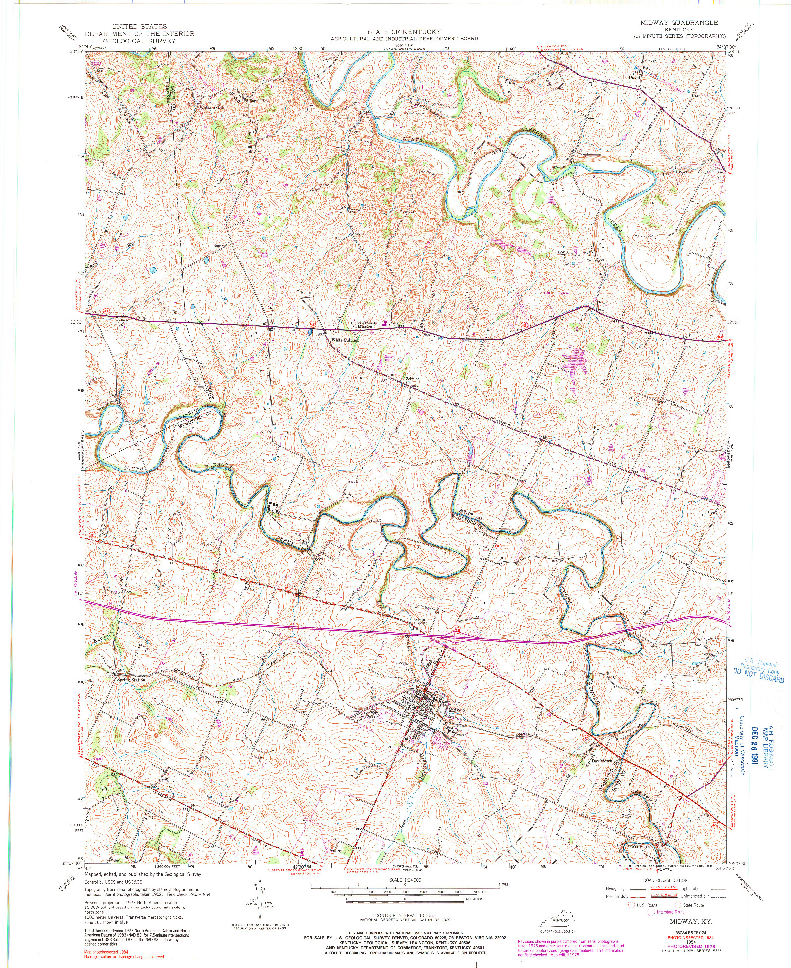 USGS 1:24000-SCALE QUADRANGLE FOR MIDWAY, KY 1954