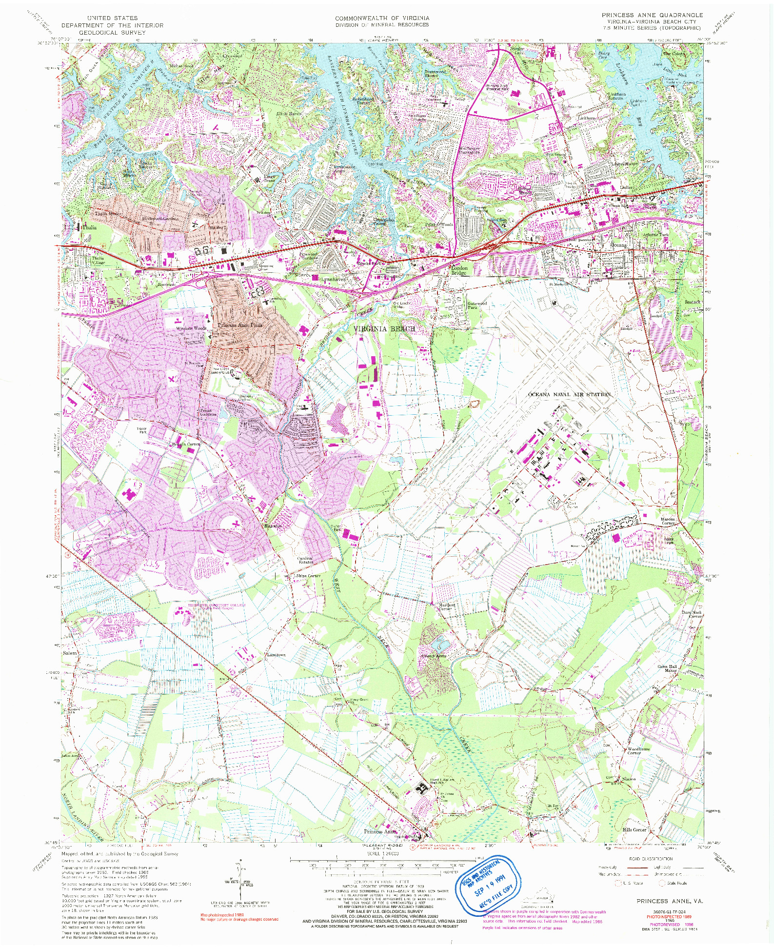 USGS 1:24000-SCALE QUADRANGLE FOR PRINCESS ANNE, VA 1965