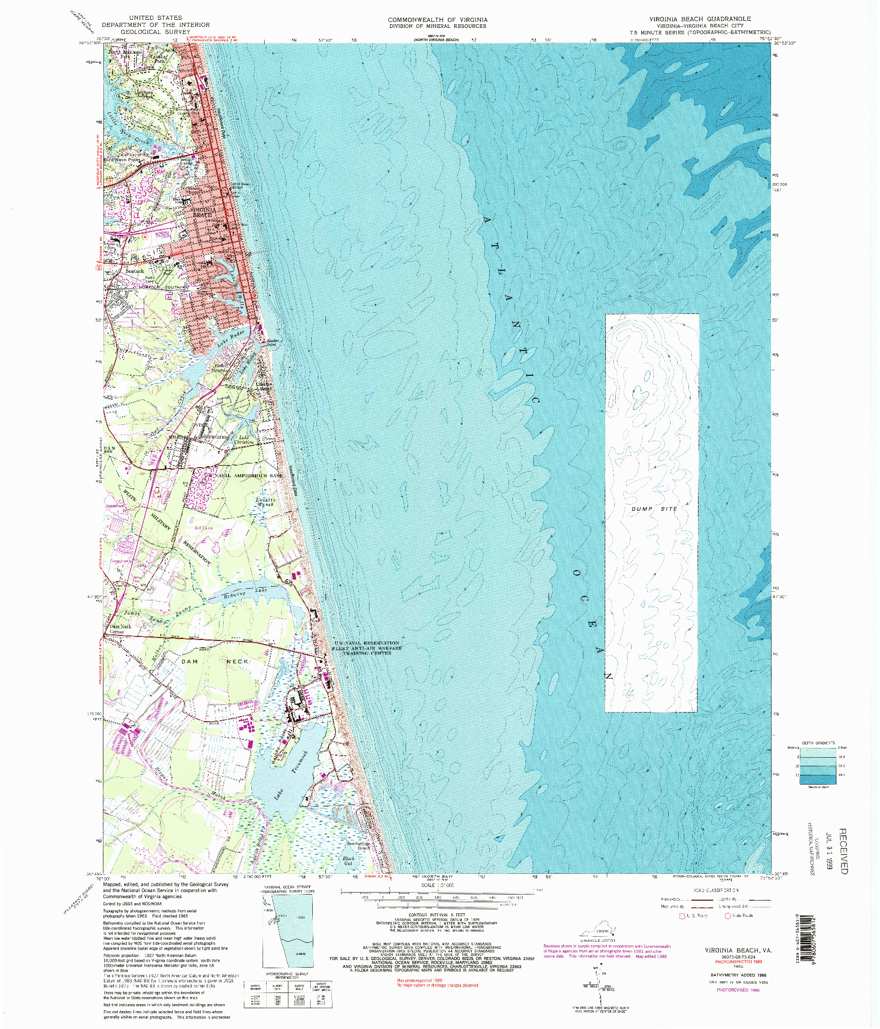 USGS 1:24000-SCALE QUADRANGLE FOR VIRGINIA BEACH, VA 1965