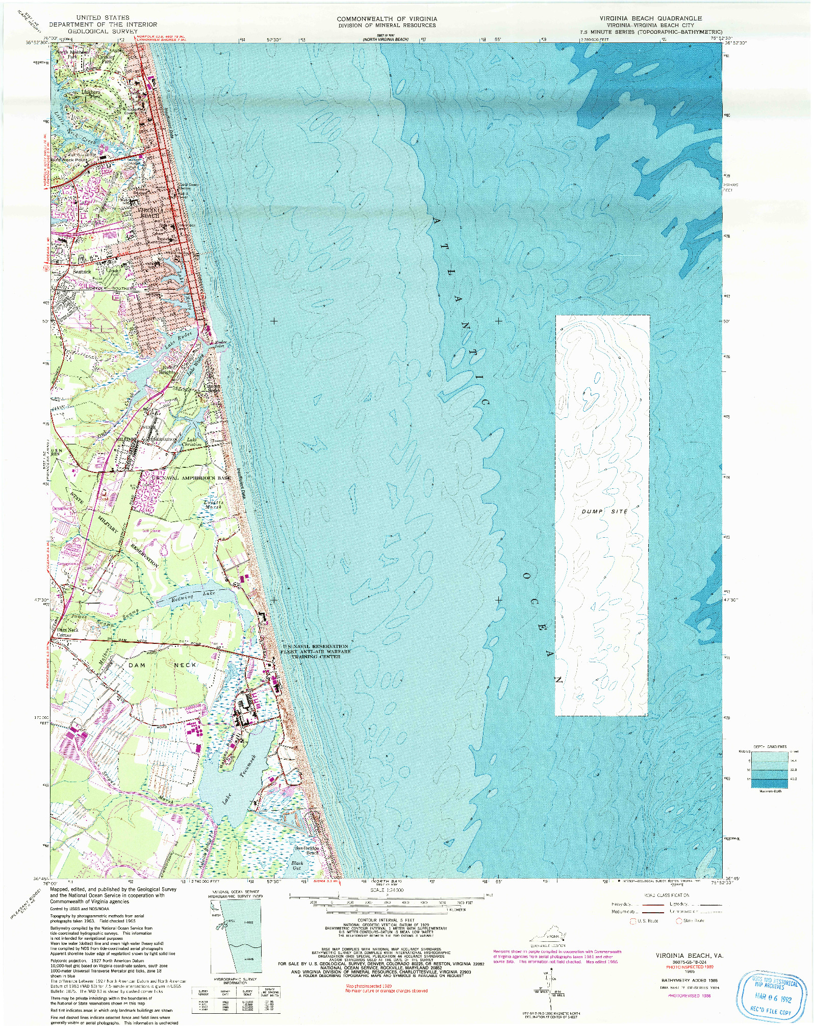 USGS 1:24000-SCALE QUADRANGLE FOR VIRGINIA BEACH, VA 1965