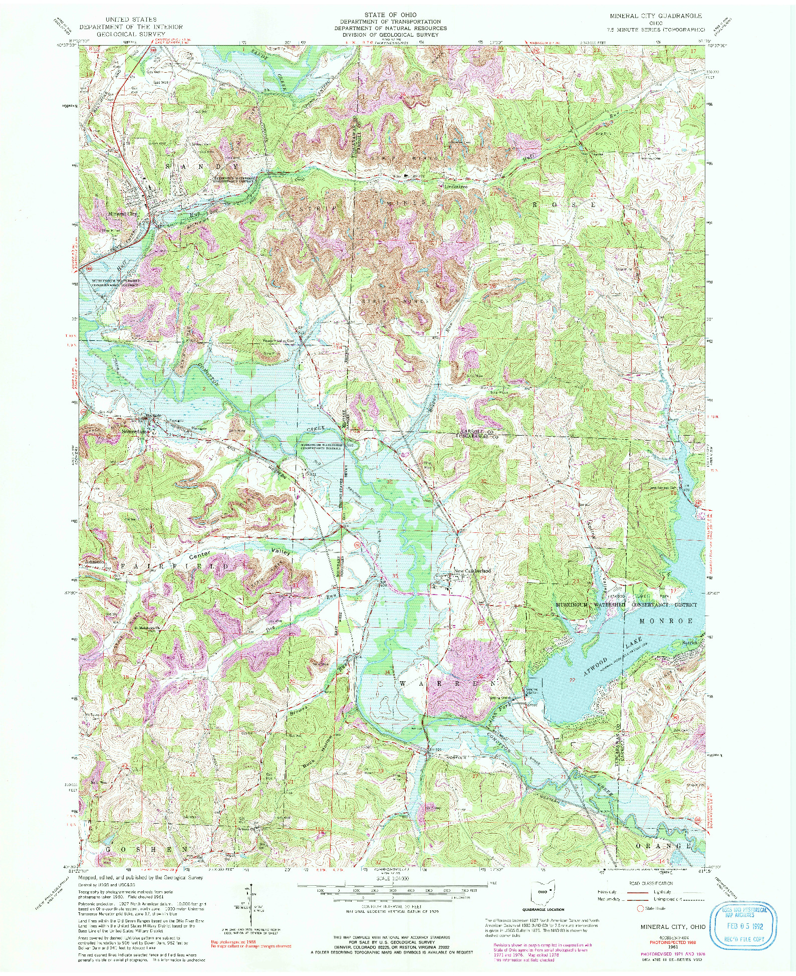 USGS 1:24000-SCALE QUADRANGLE FOR MINERAL CITY, OH 1961