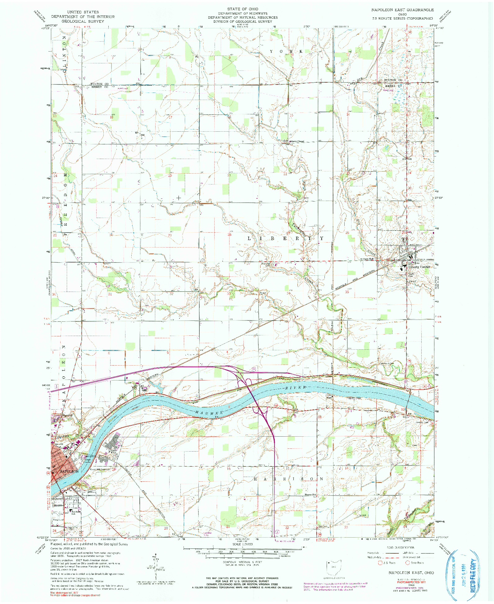 USGS 1:24000-SCALE QUADRANGLE FOR NAPOLEON EAST, OH 1960