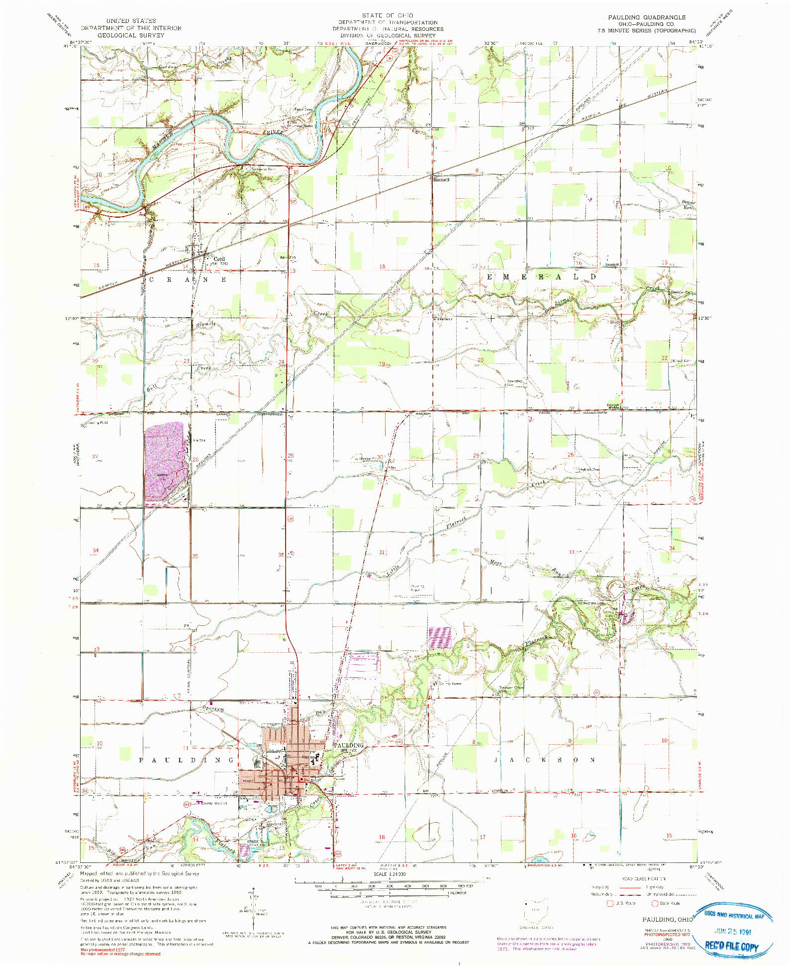 USGS 1:24000-SCALE QUADRANGLE FOR PAULDING, OH 1960