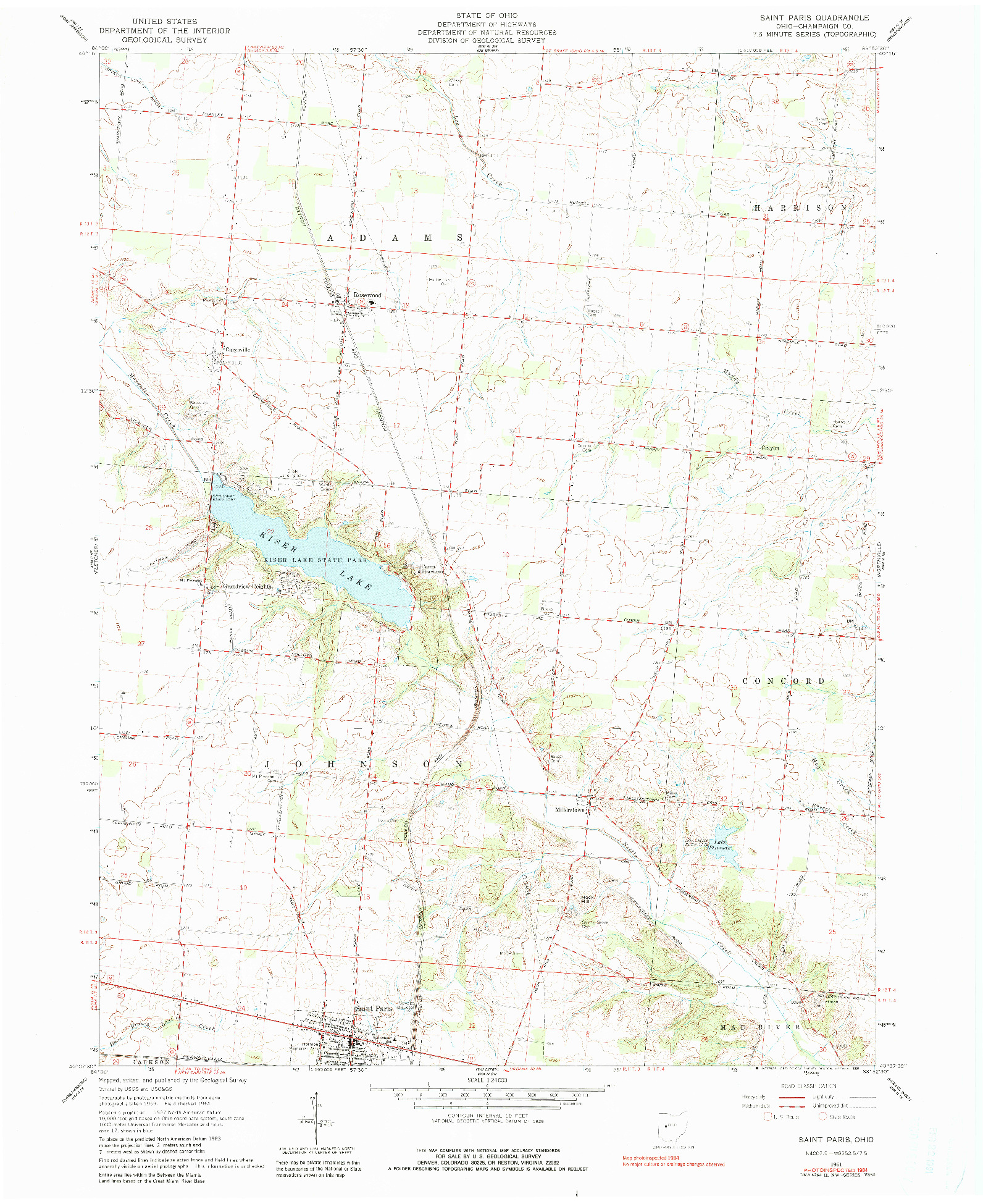 USGS 1:24000-SCALE QUADRANGLE FOR SAINT PARIS, OH 1961