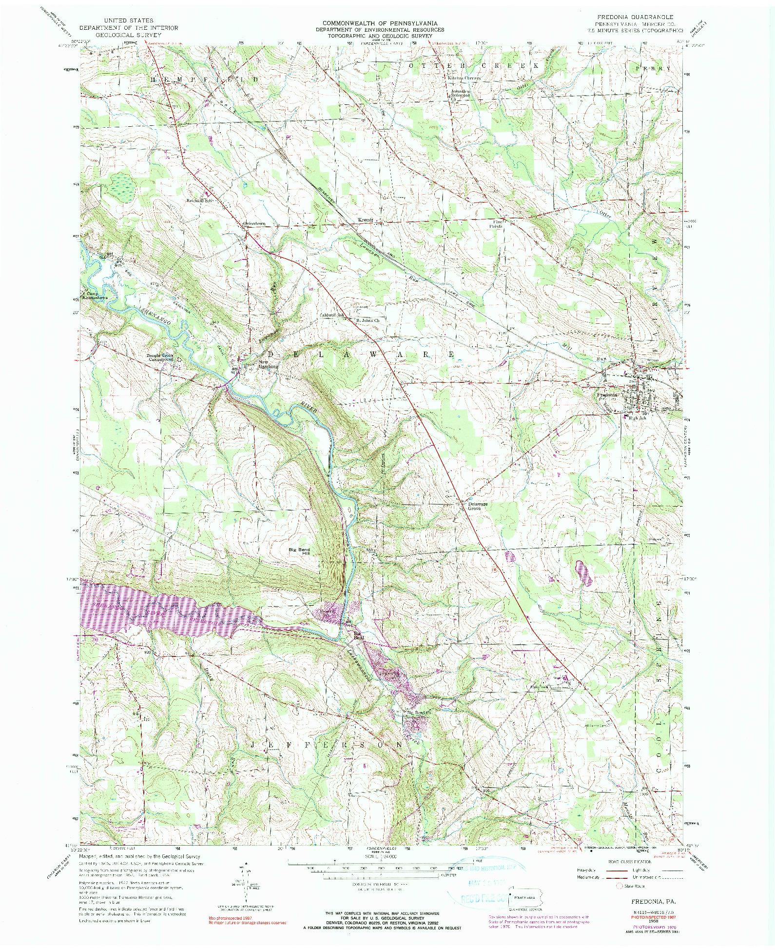 USGS 1:24000-SCALE QUADRANGLE FOR FREDONIA, PA 1958