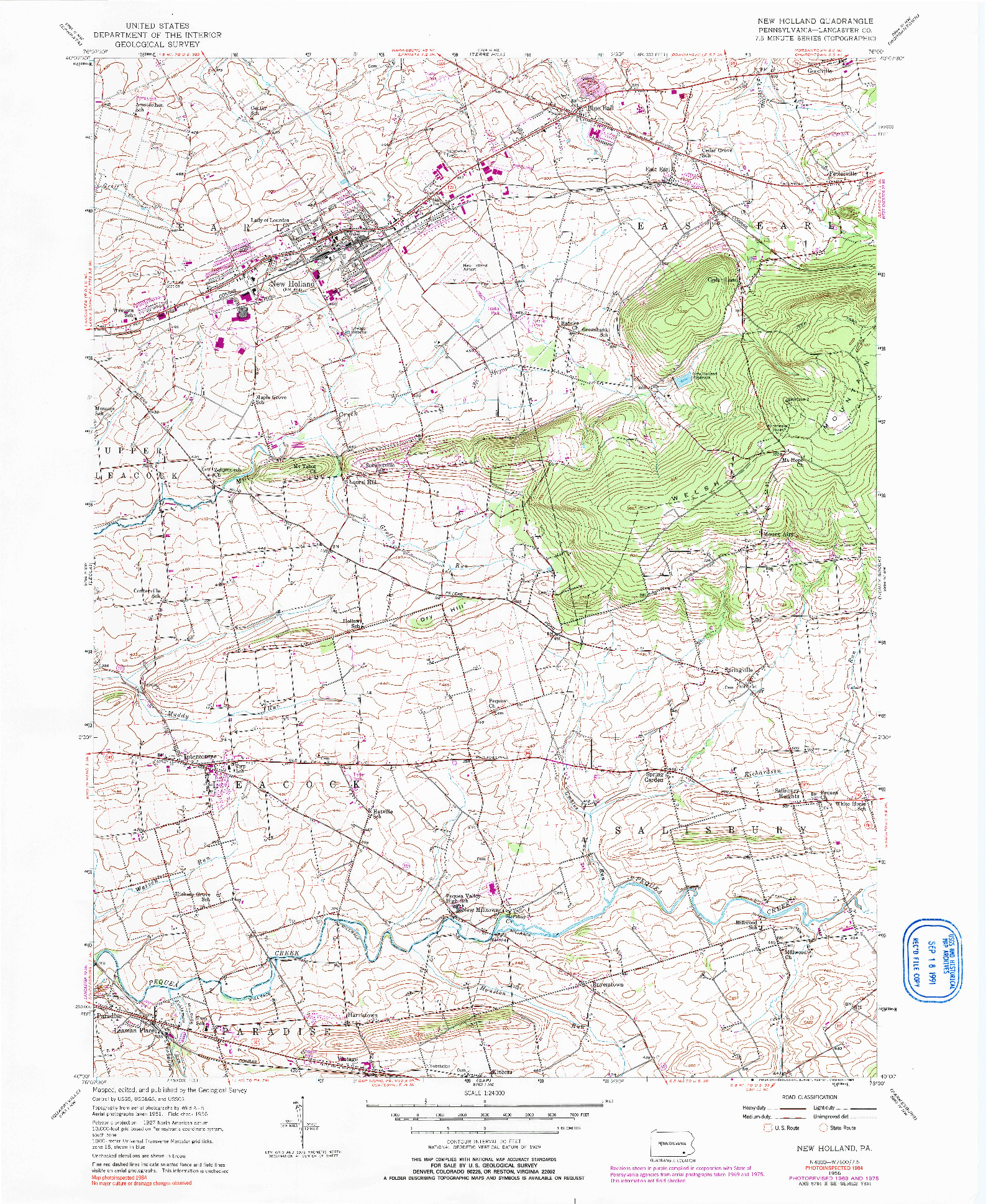 USGS 1:24000-SCALE QUADRANGLE FOR NEW HOLLAND, PA 1956