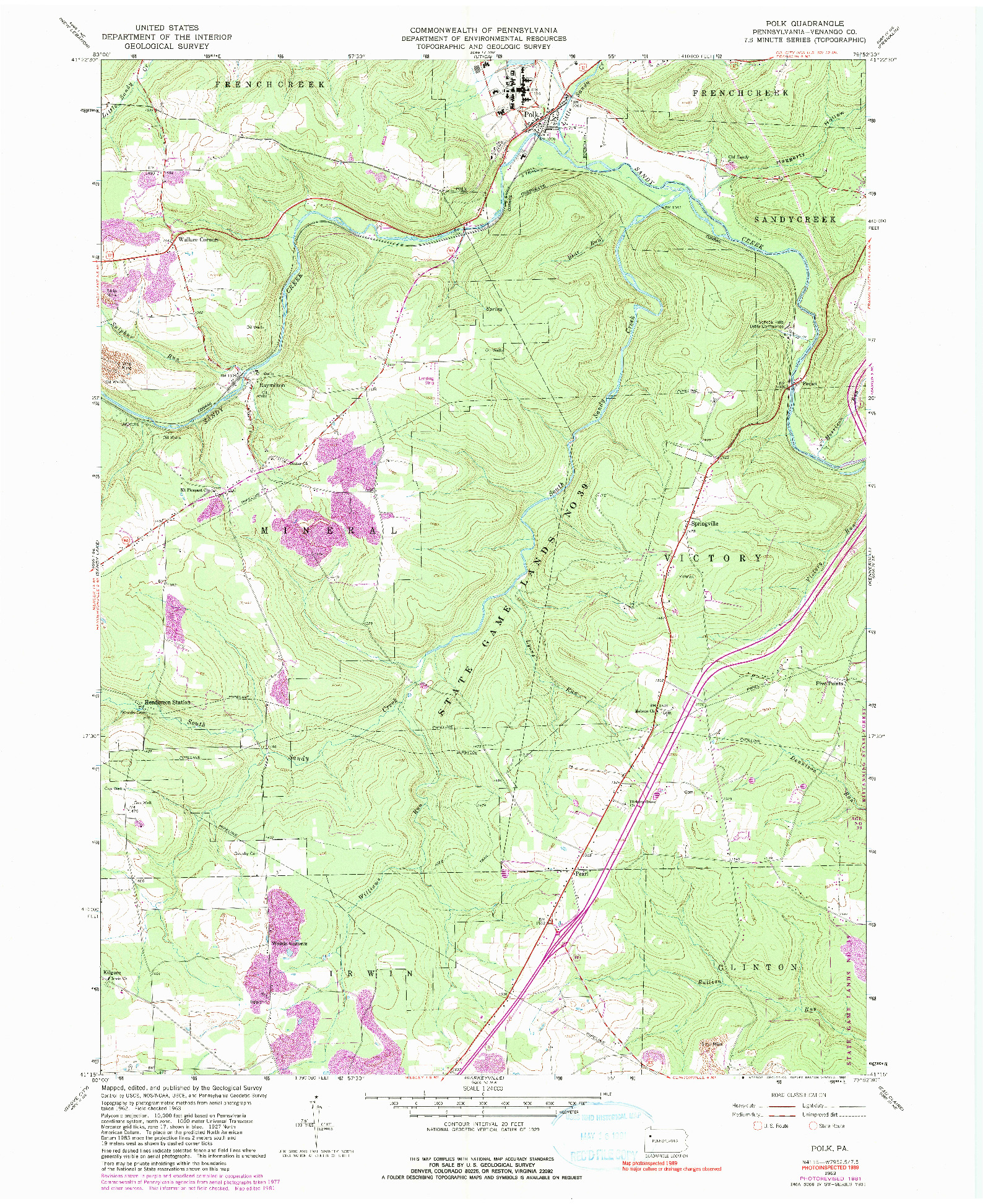 USGS 1:24000-SCALE QUADRANGLE FOR POLK, PA 1963