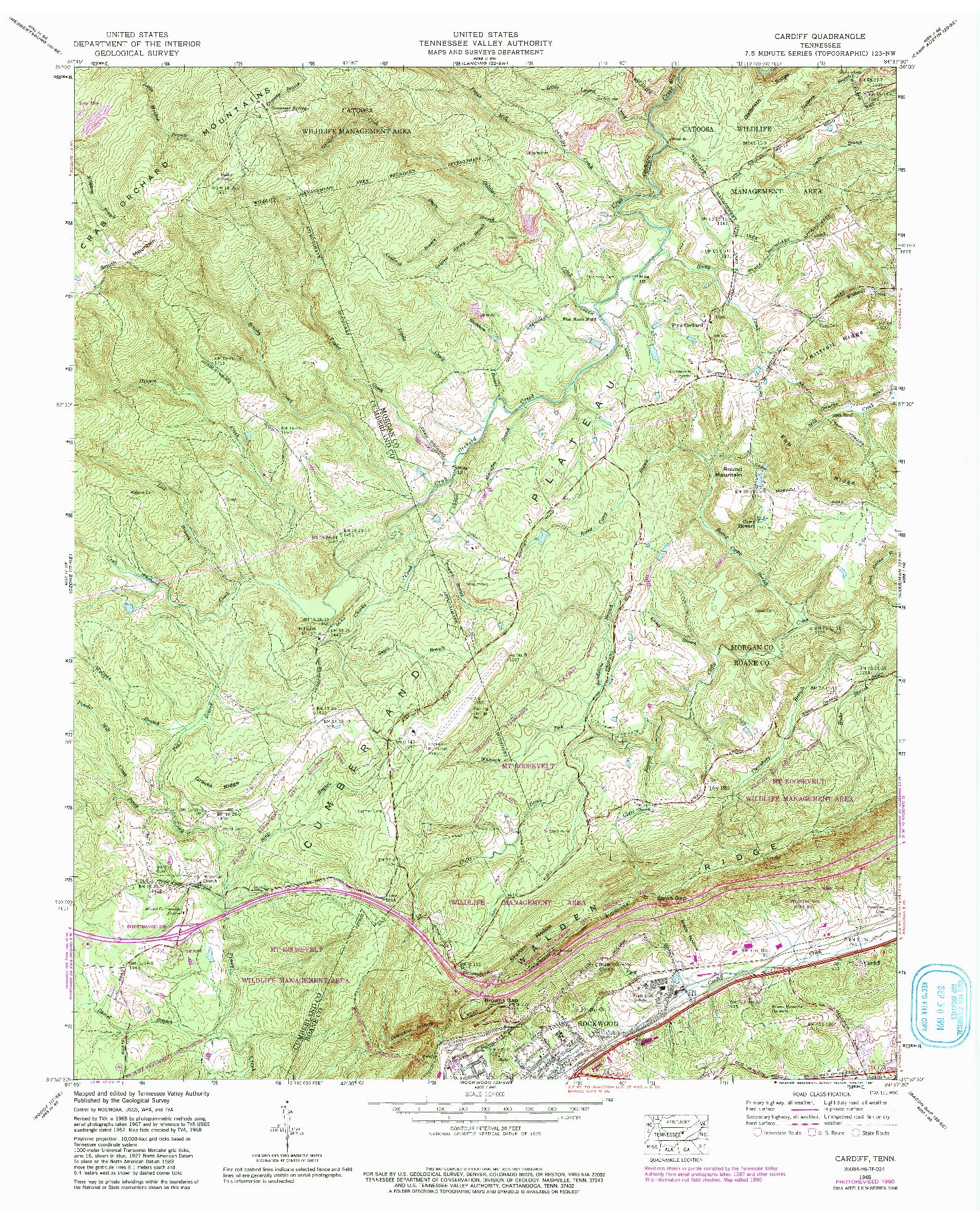 USGS 1:24000-SCALE QUADRANGLE FOR CARDIFF, TN 1968