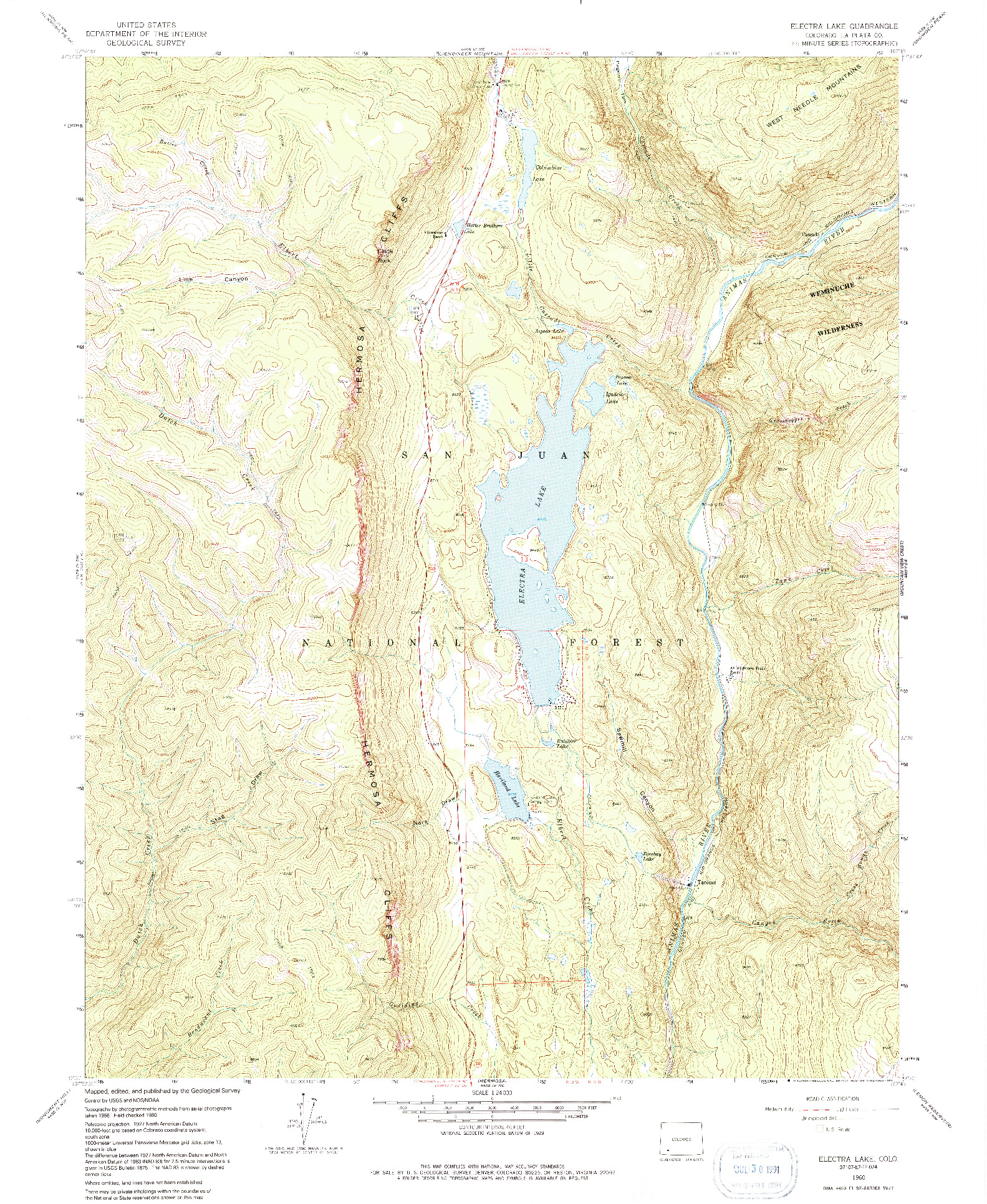 USGS 1:24000-SCALE QUADRANGLE FOR ELECTRA LAKE, CO 1960