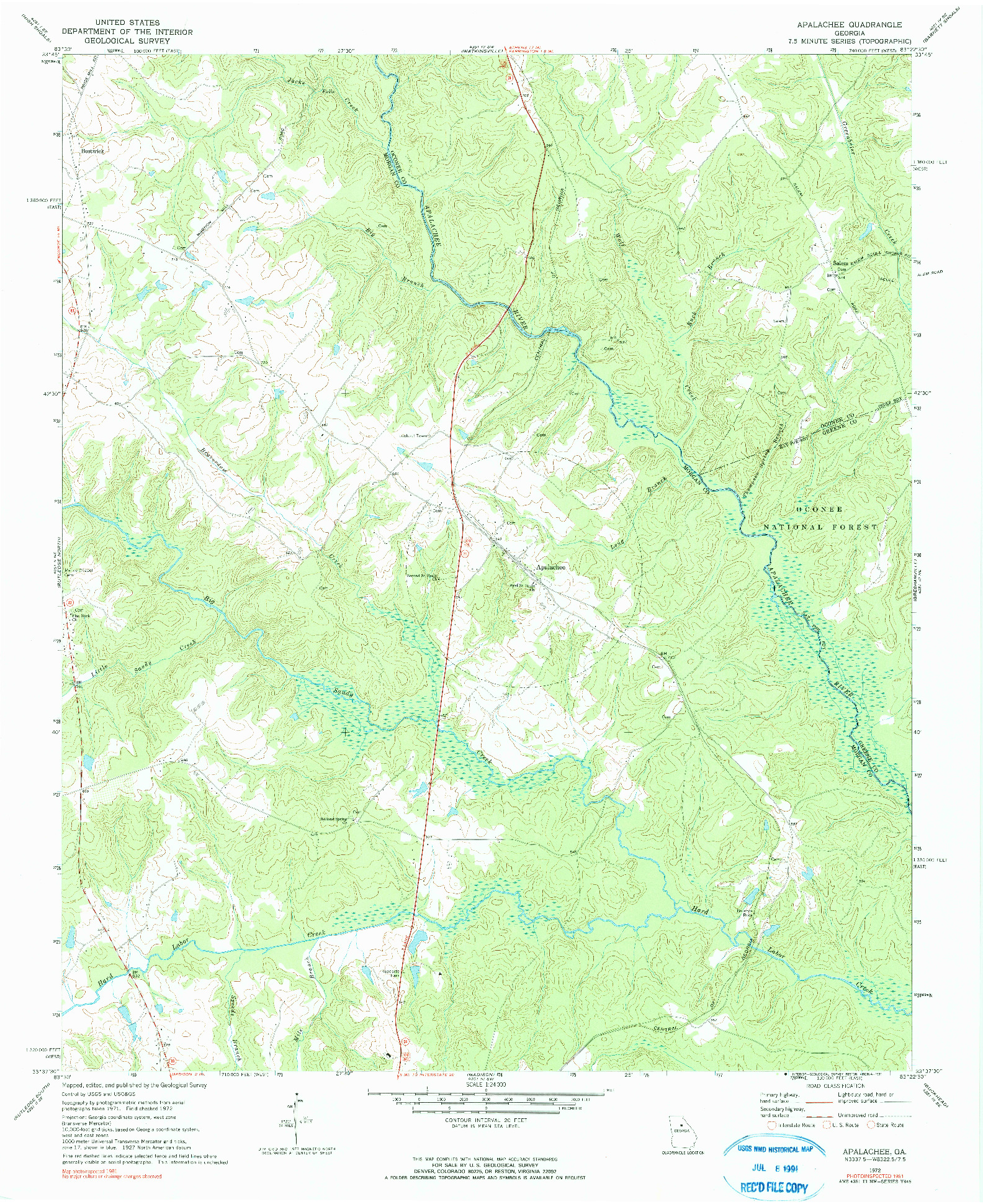 USGS 1:24000-SCALE QUADRANGLE FOR APALACHEE, GA 1972