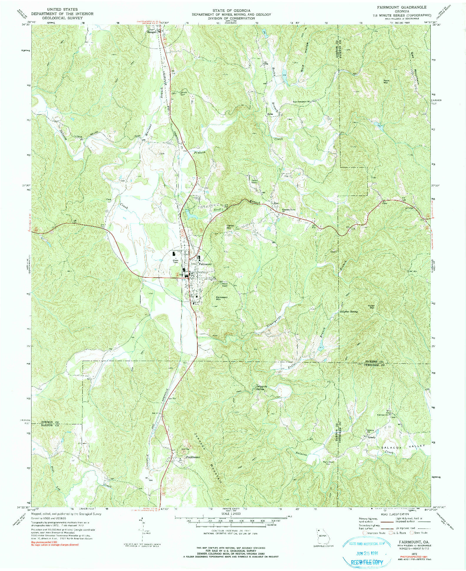 USGS 1:24000-SCALE QUADRANGLE FOR FAIRMOUNT, GA 1972