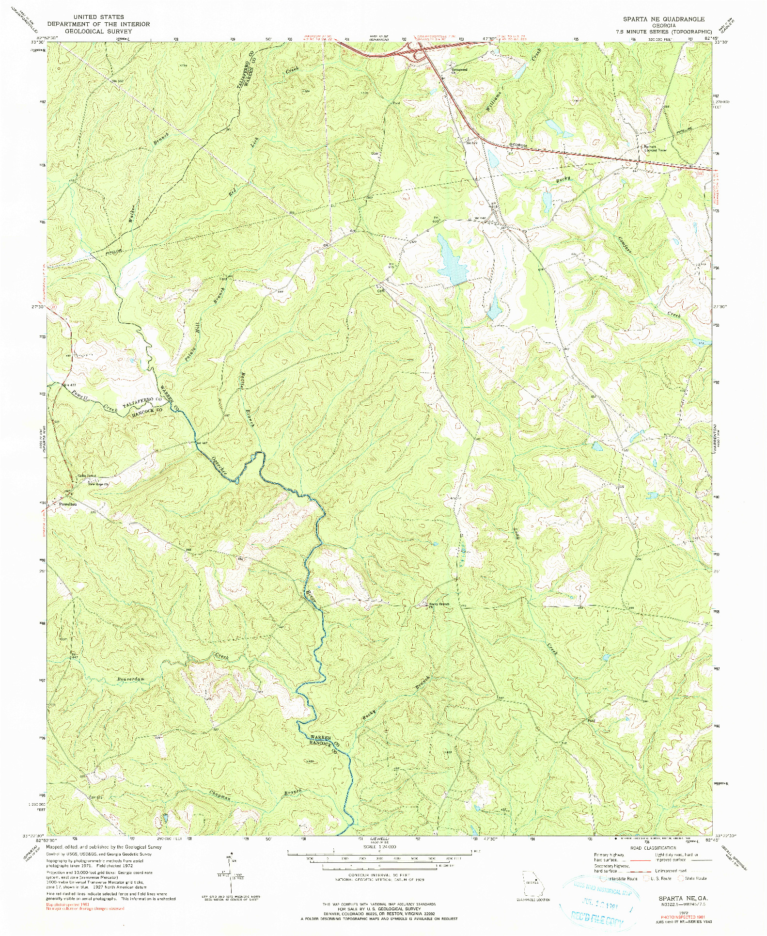USGS 1:24000-SCALE QUADRANGLE FOR SPARTA NE, GA 1972