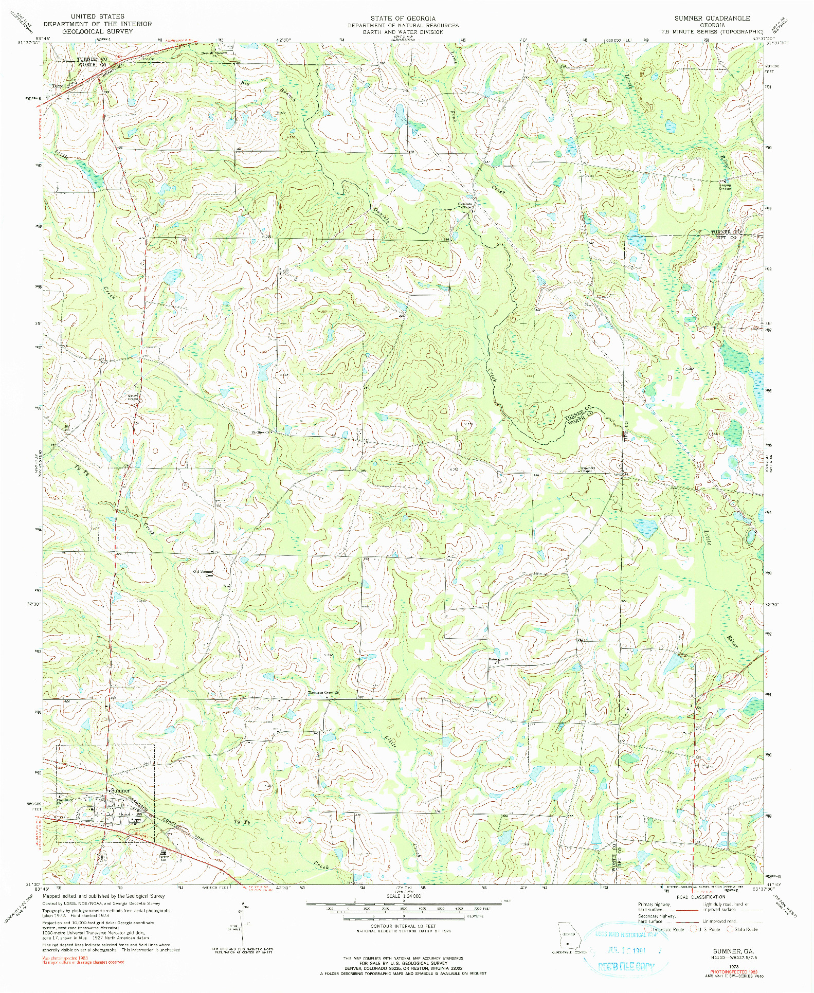 USGS 1:24000-SCALE QUADRANGLE FOR SUMNER, GA 1973