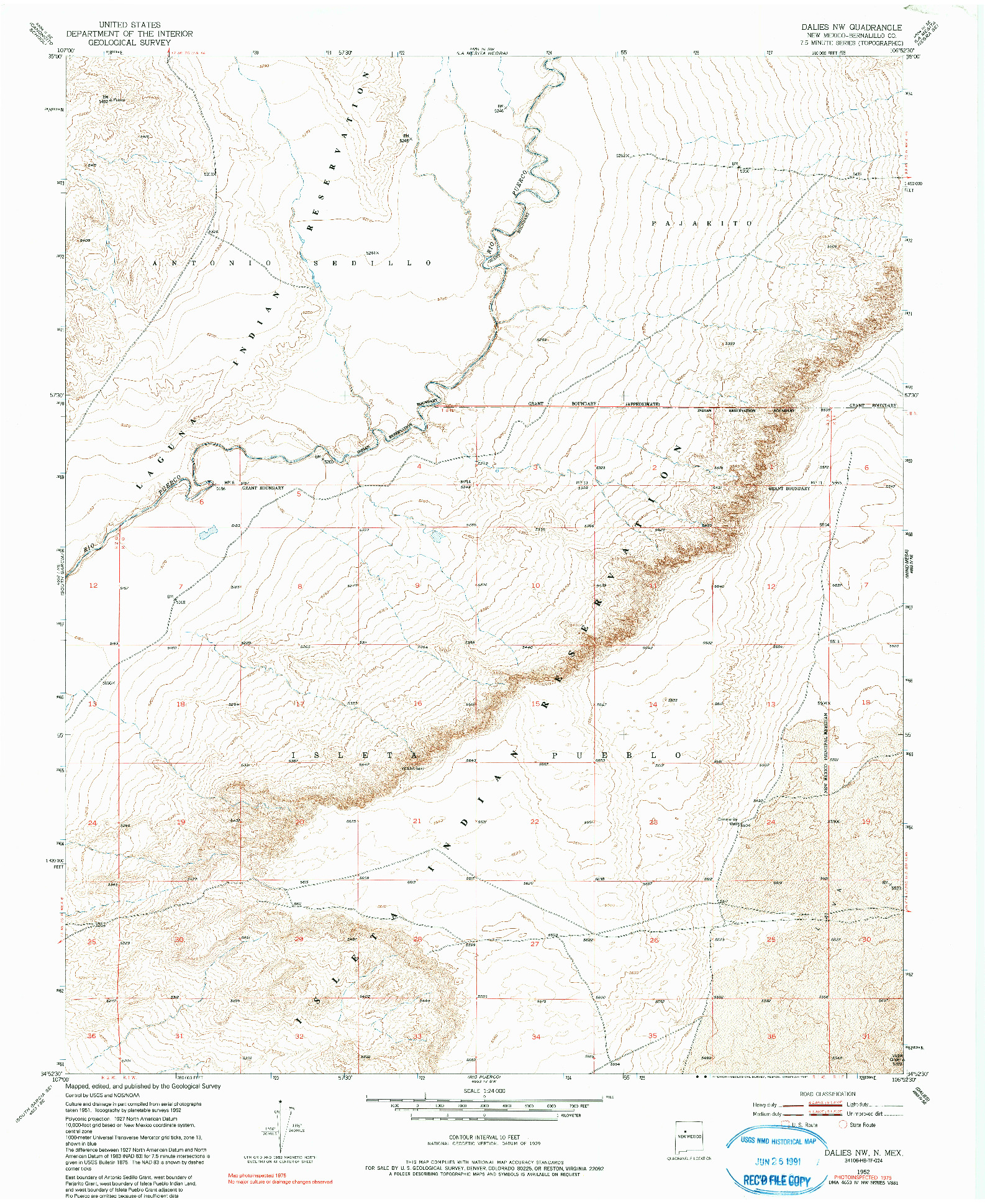 USGS 1:24000-SCALE QUADRANGLE FOR DALIES NW, NM 1952