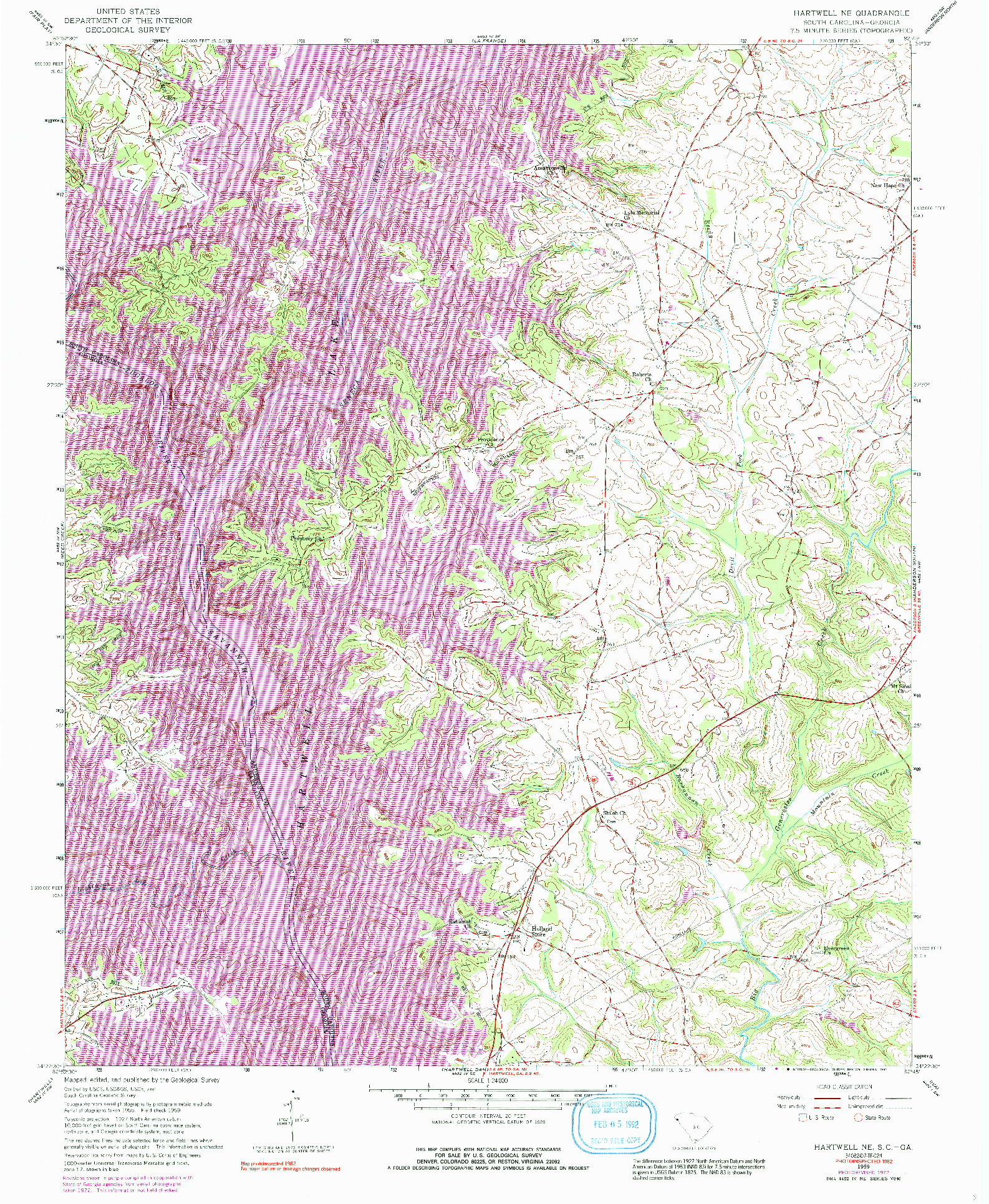 USGS 1:24000-SCALE QUADRANGLE FOR HARTWELL NE, SC 1959