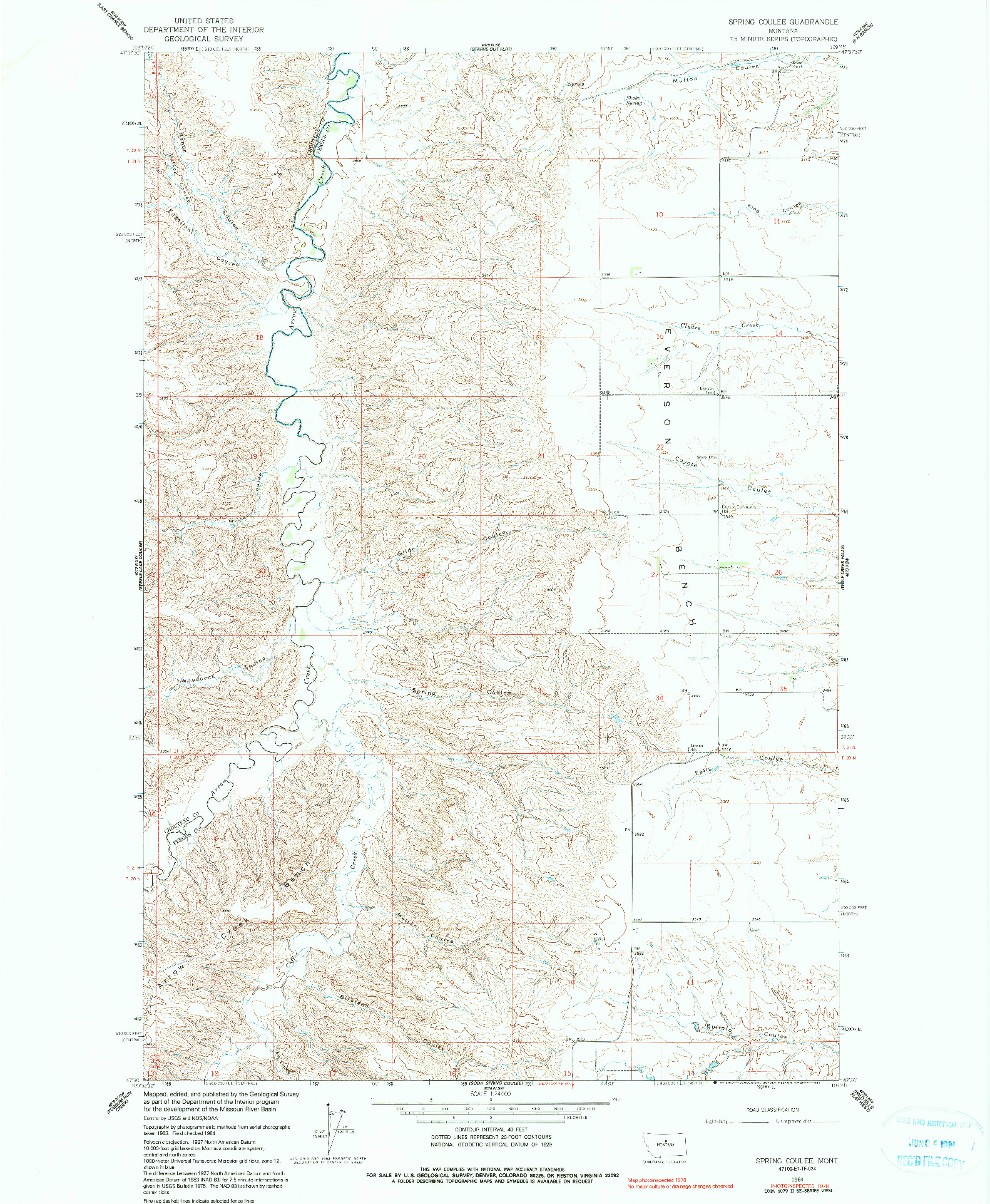 USGS 1:24000-SCALE QUADRANGLE FOR SPRING COULEE, MT 1964