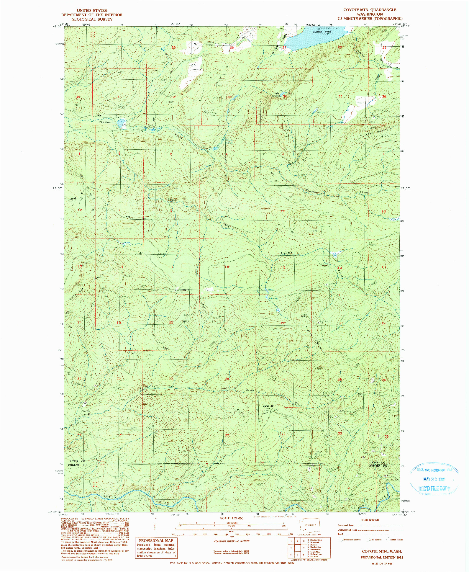 USGS 1:24000-SCALE QUADRANGLE FOR COYOTE MTN, WA 1983