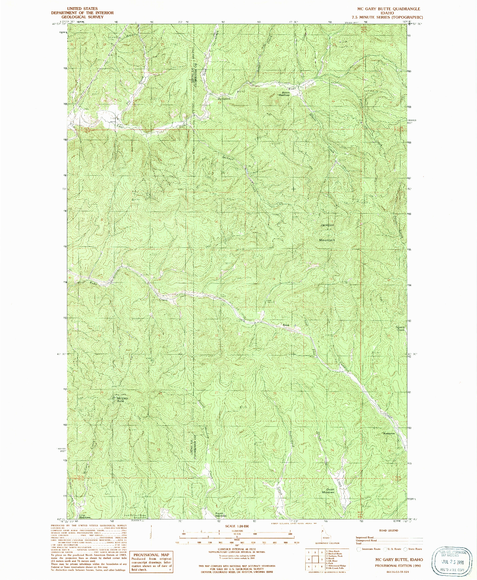 USGS 1:24000-SCALE QUADRANGLE FOR MC GARY BUTTE, ID 1990