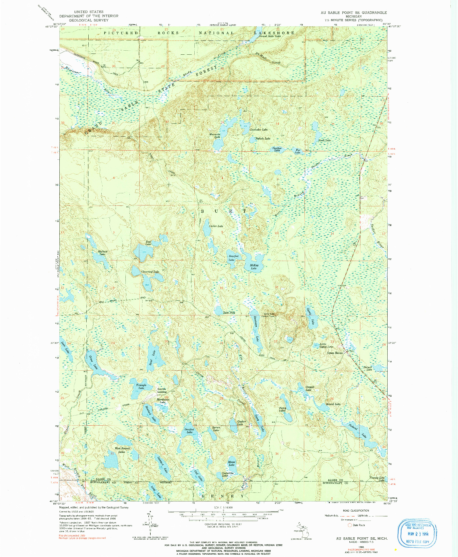 USGS 1:24000-SCALE QUADRANGLE FOR AU SABLE POINT SE, MI 1966