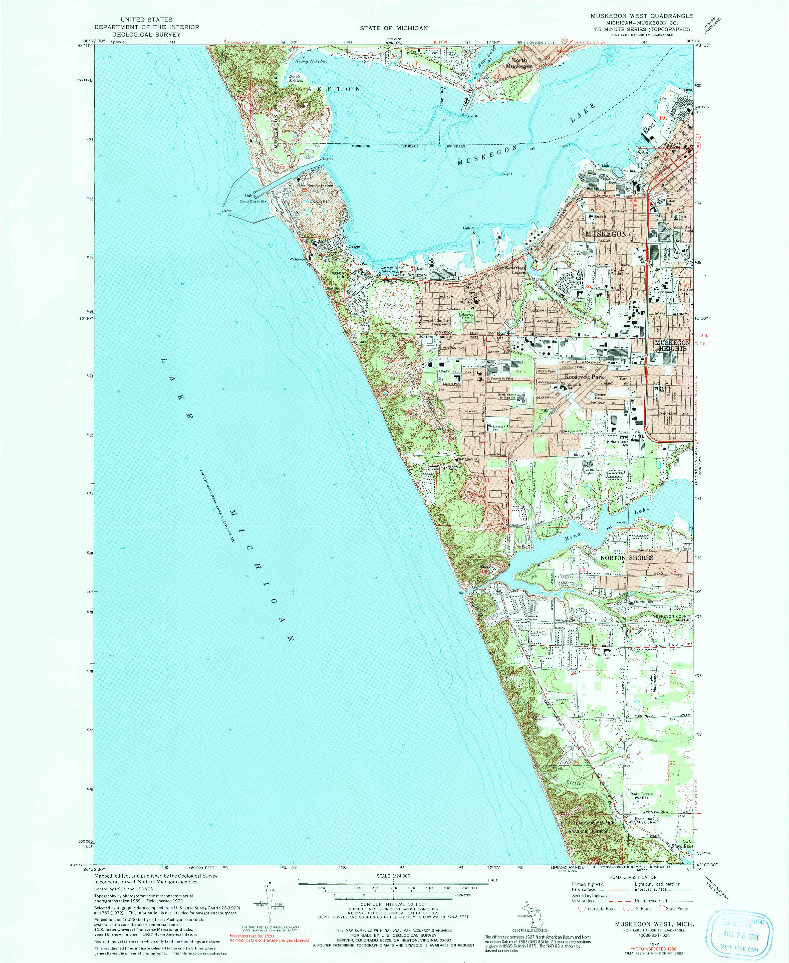 USGS 1:24000-SCALE QUADRANGLE FOR MUSKEGON WEST, MI 1972