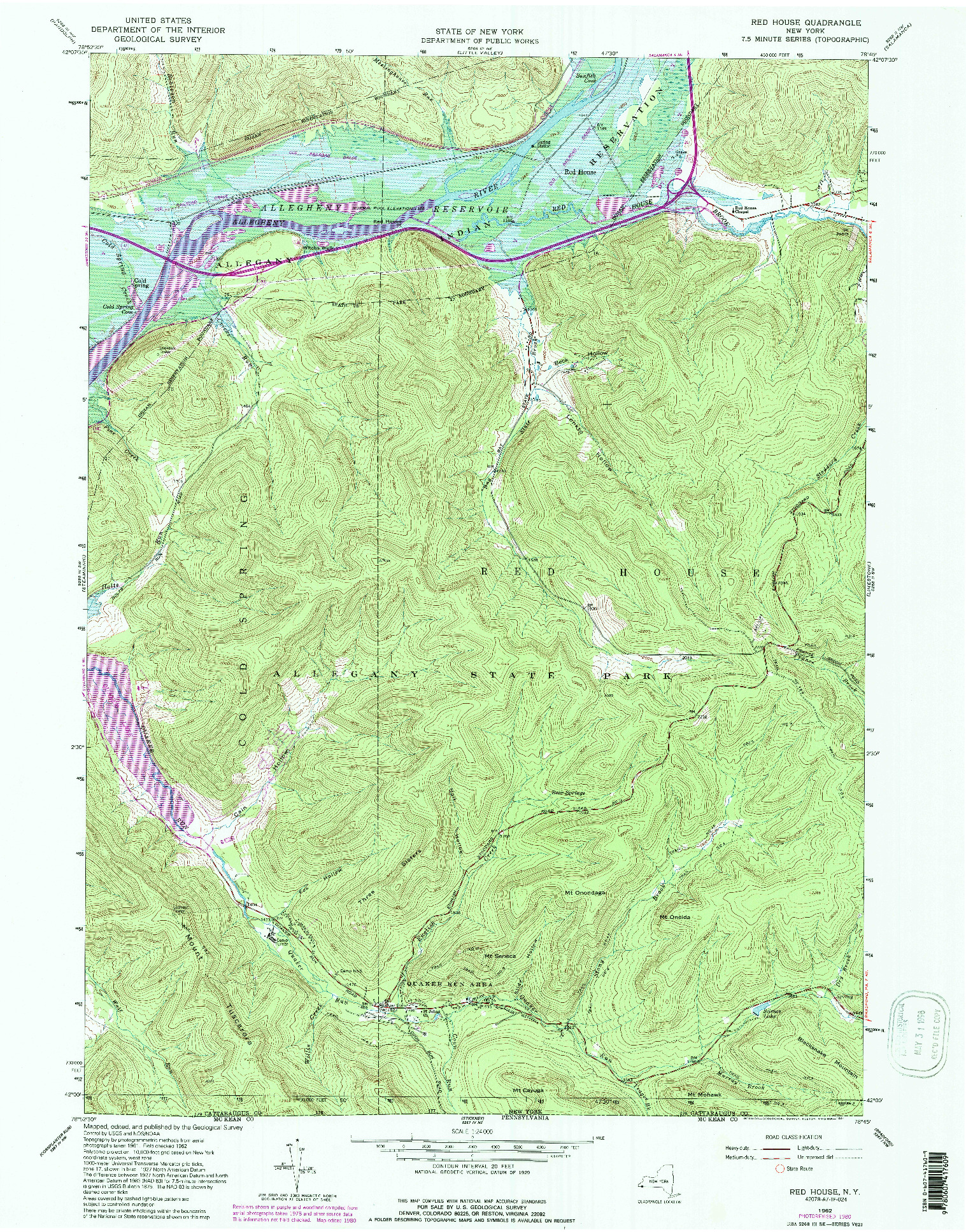 USGS 1:24000-SCALE QUADRANGLE FOR RED HOUSE, NY 1962