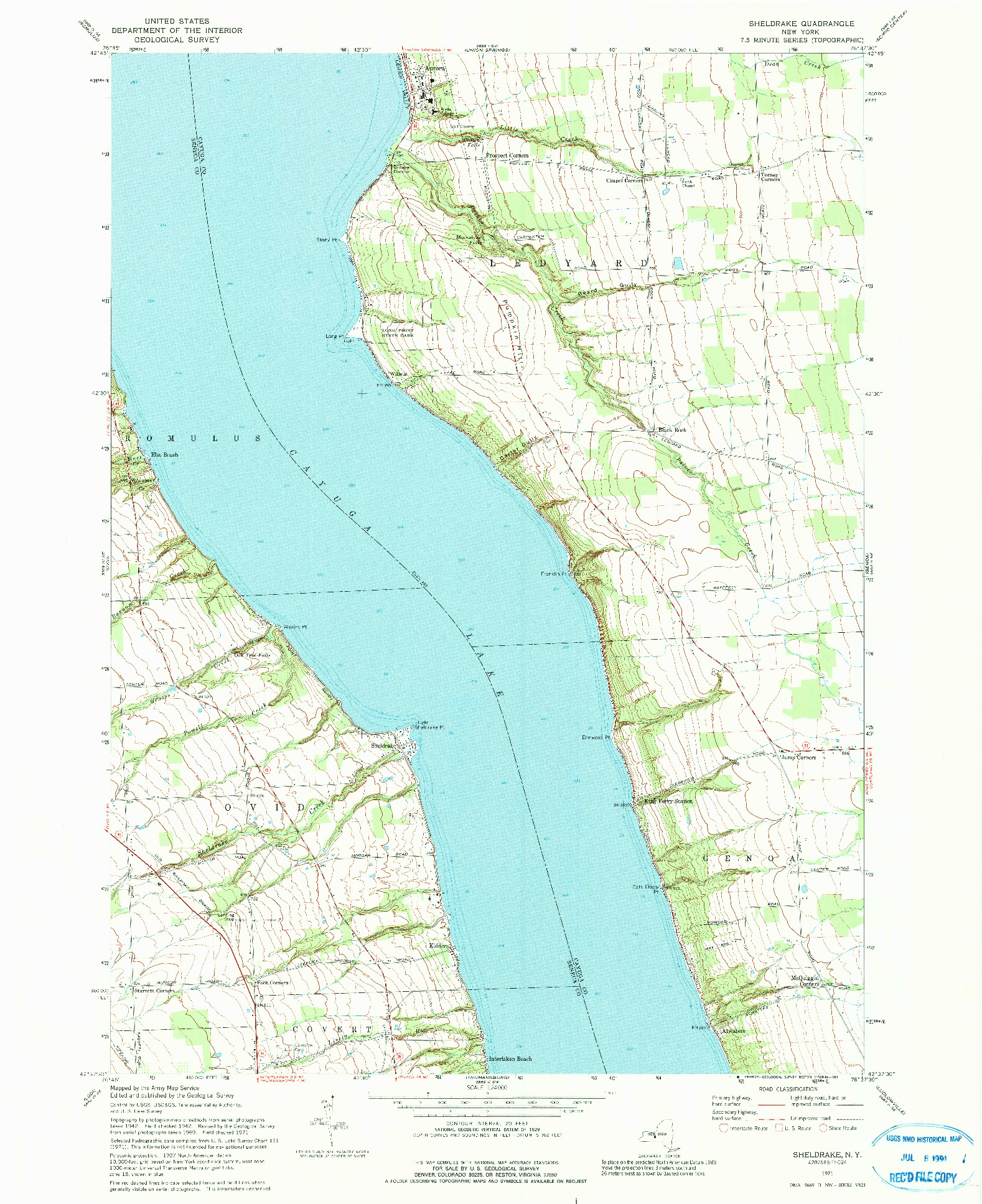 USGS 1:24000-SCALE QUADRANGLE FOR SHELDRAKE, NY 1971