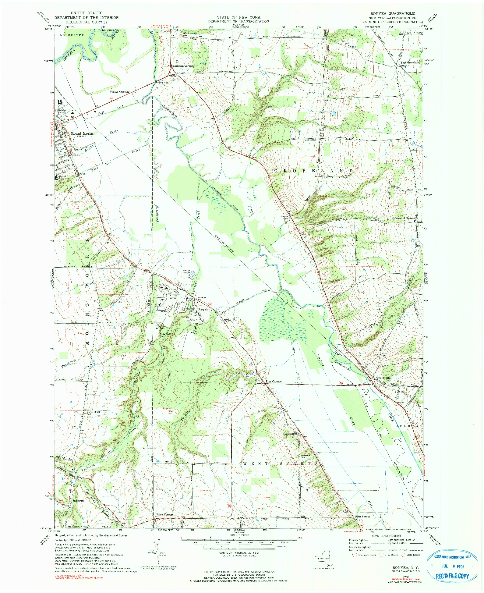 USGS 1:24000-SCALE QUADRANGLE FOR SONYEA, NY 1972