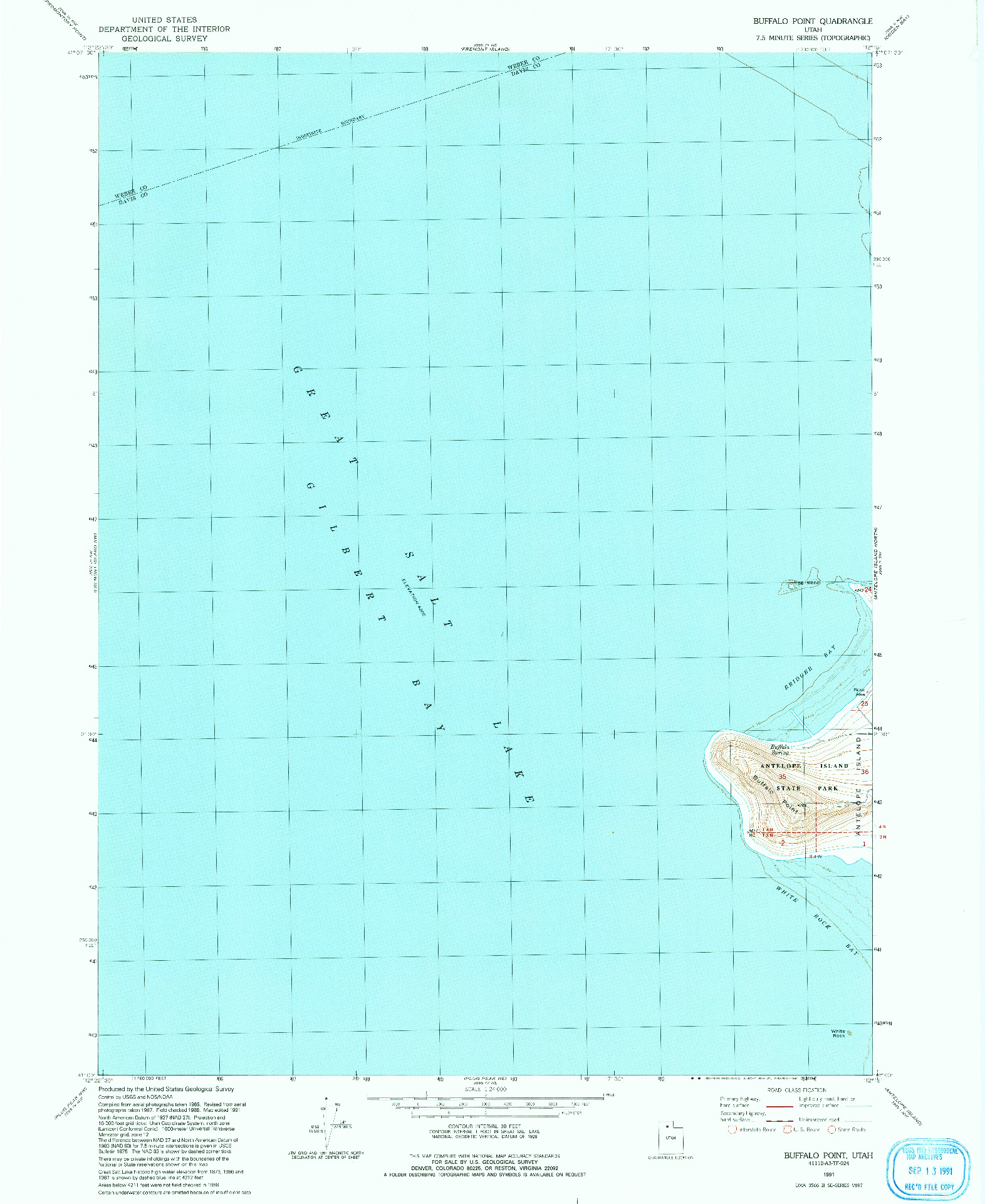 USGS 1:24000-SCALE QUADRANGLE FOR BUFFALO POINT, UT 1991