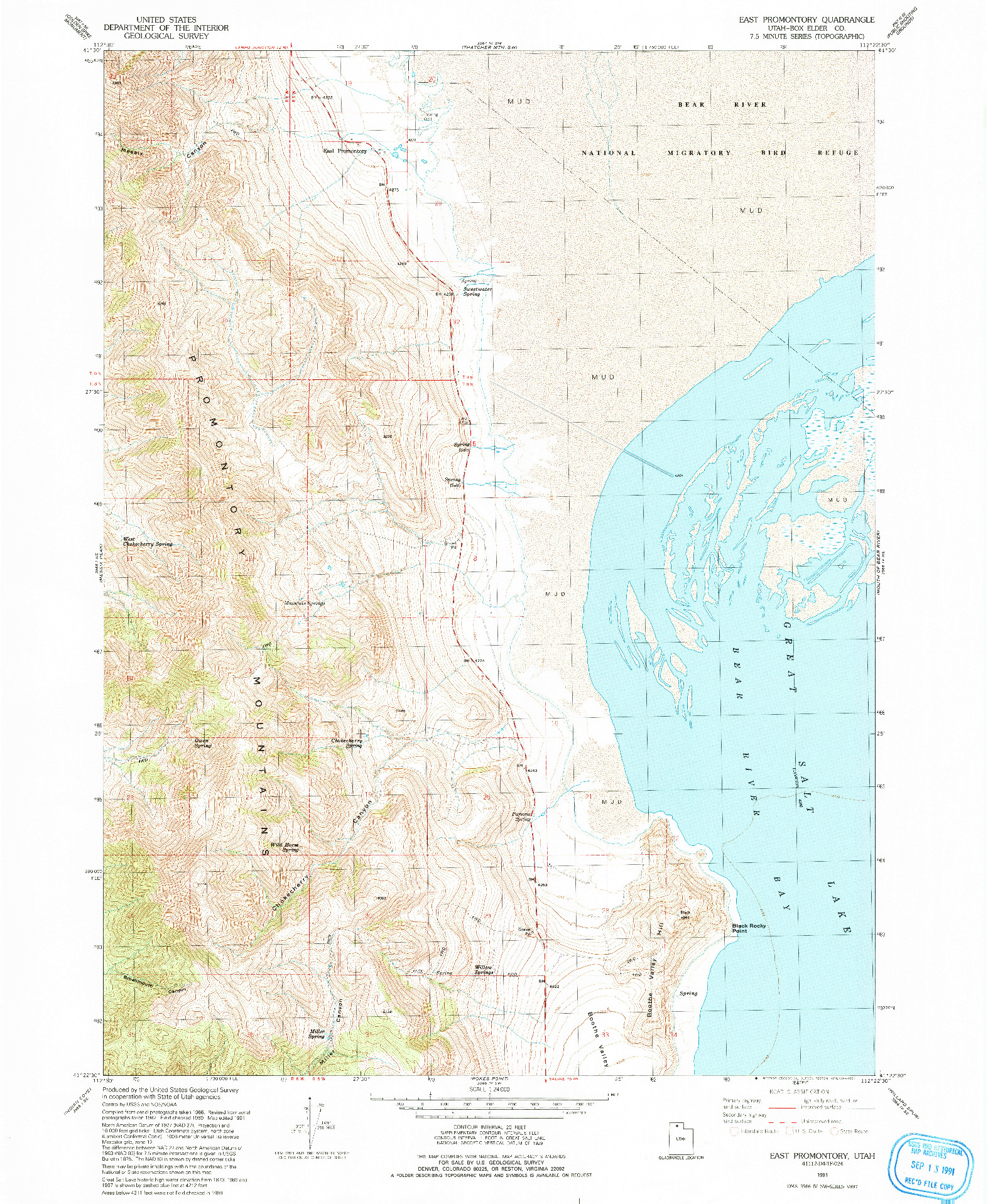 USGS 1:24000-SCALE QUADRANGLE FOR EAST PROMONTORY, UT 1991