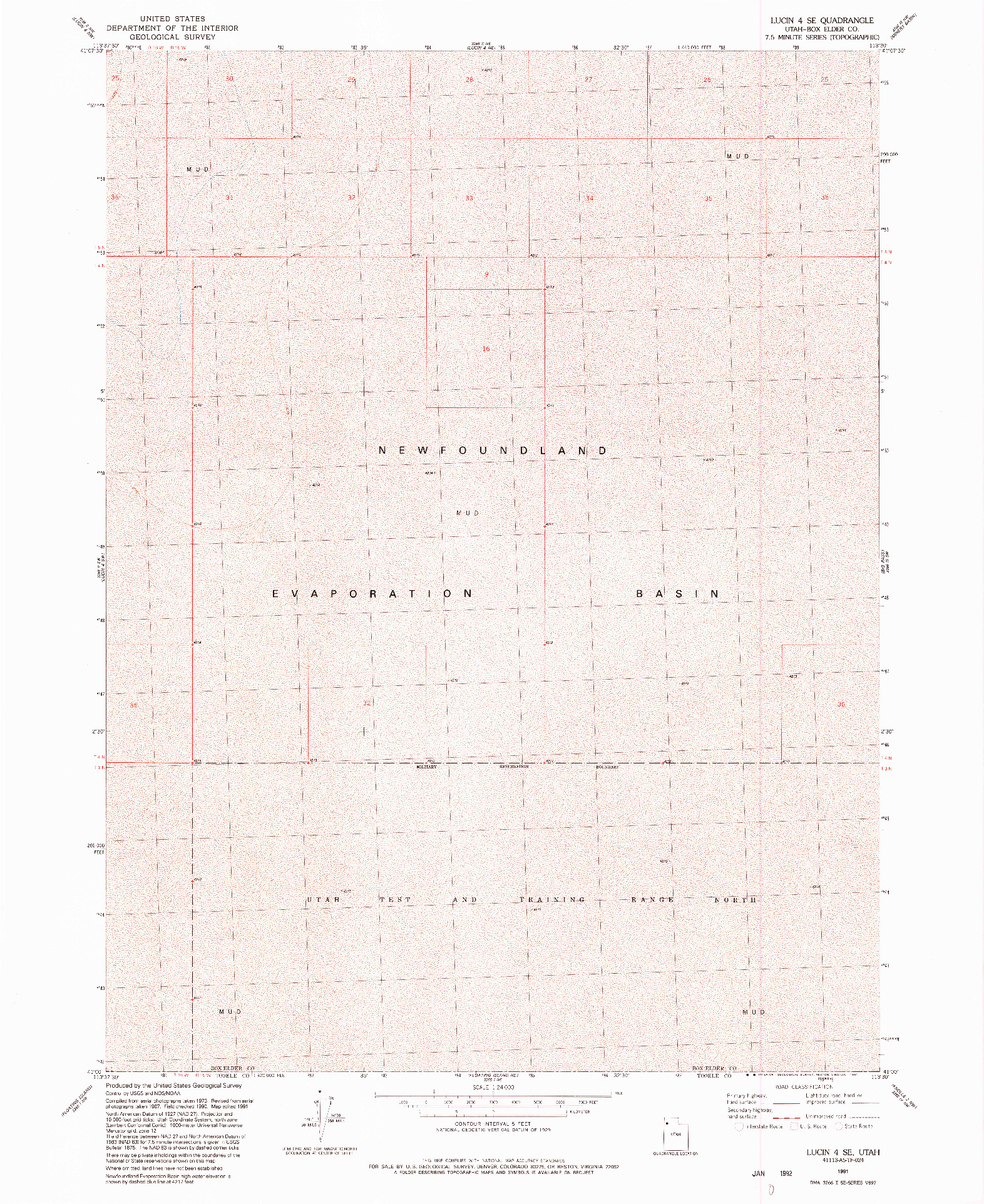 USGS 1:24000-SCALE QUADRANGLE FOR LUCIN 4 SE, UT 1991