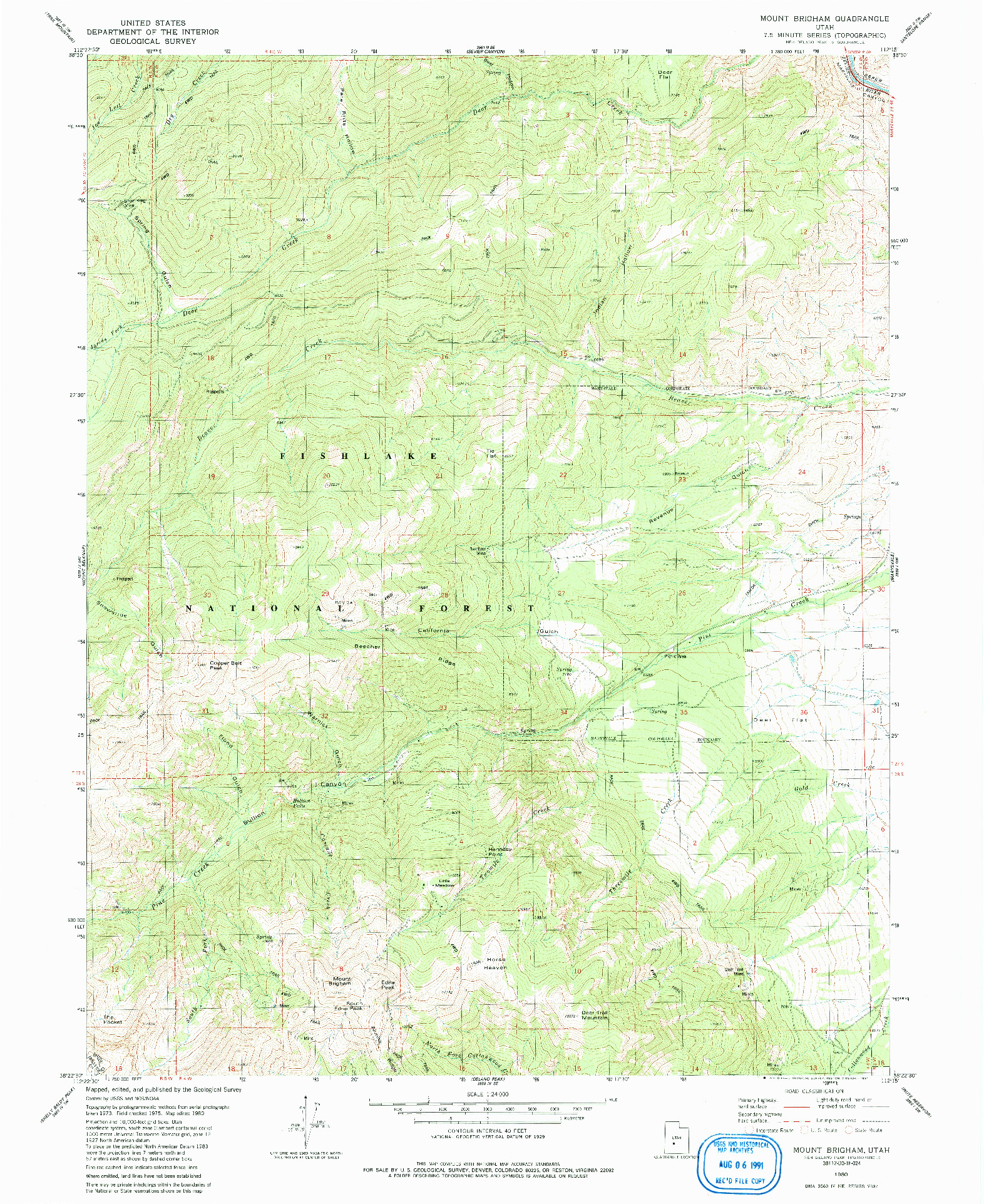USGS 1:24000-SCALE QUADRANGLE FOR MOUNT BRIGHAM, UT 1980