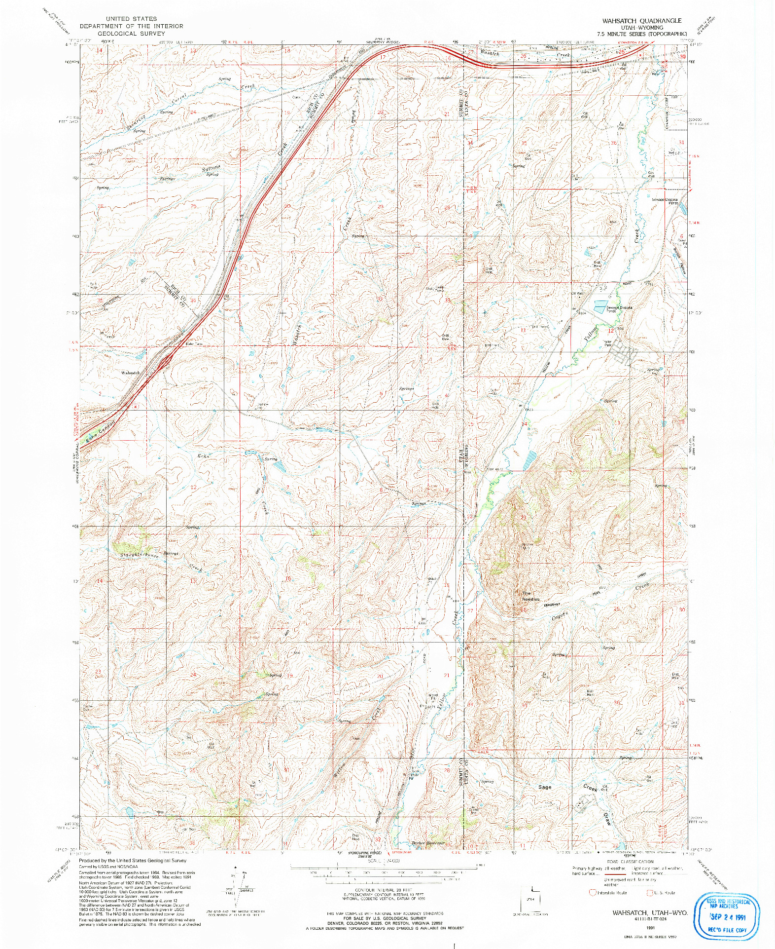 USGS 1:24000-SCALE QUADRANGLE FOR WAHSATCH, UT 1991