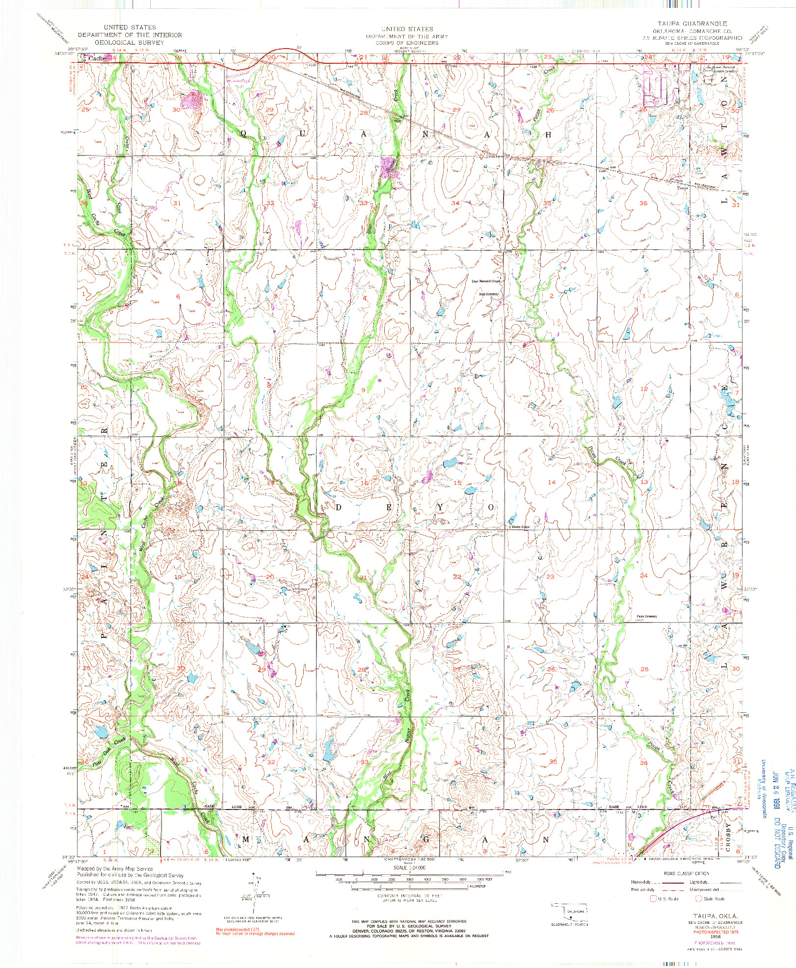 USGS 1:24000-SCALE QUADRANGLE FOR TAUPA, OK 1956