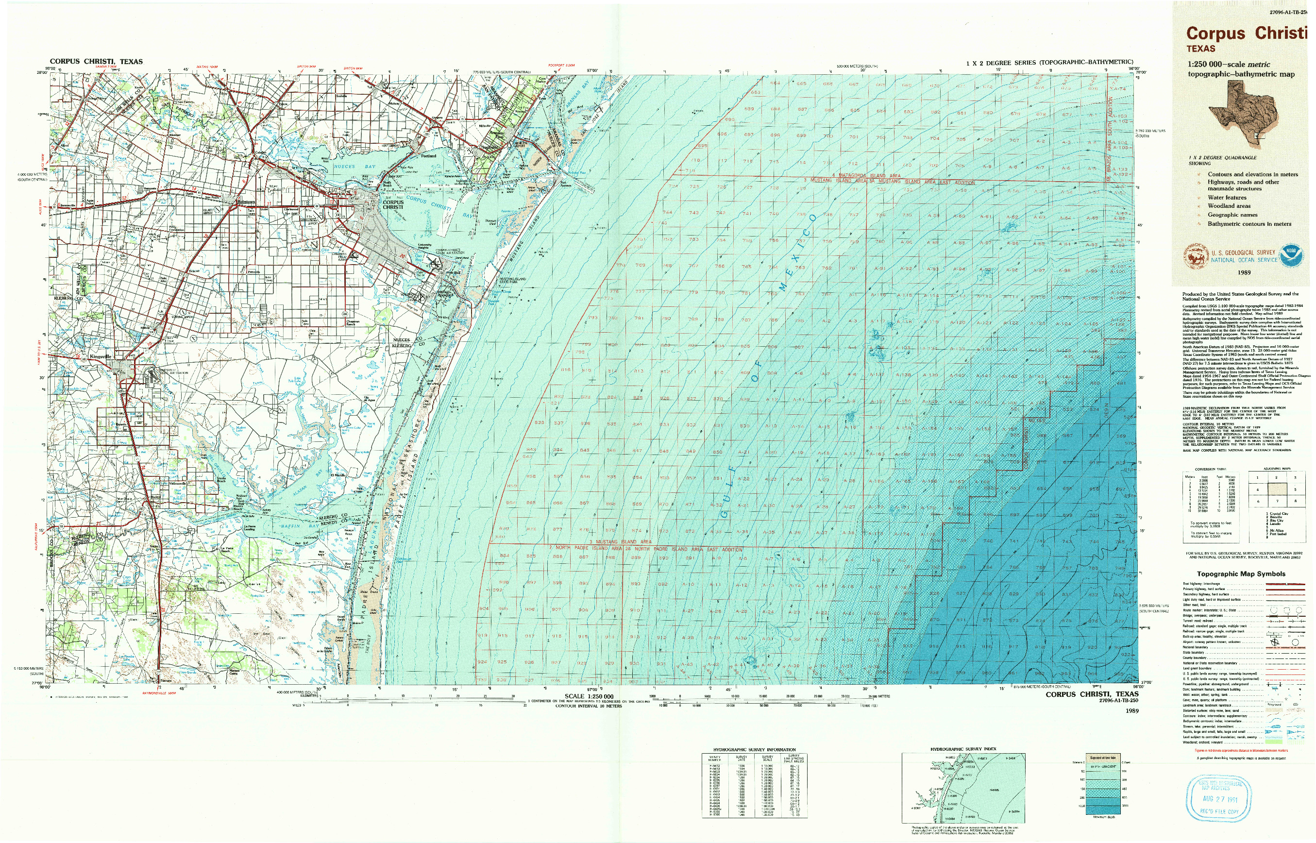 USGS 1:250000-SCALE QUADRANGLE FOR CORPUS CHRISTI, TX 1989