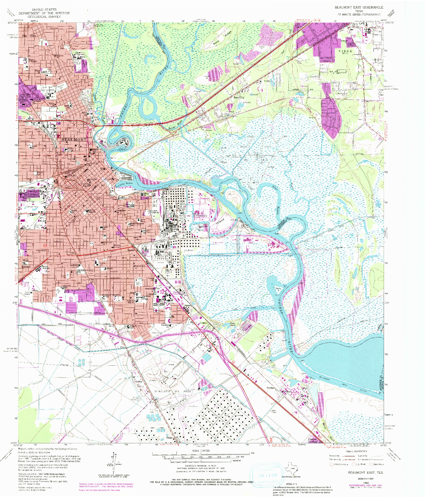 USGS 1:24000-SCALE QUADRANGLE FOR BEAUMONT EAST, TX 1960